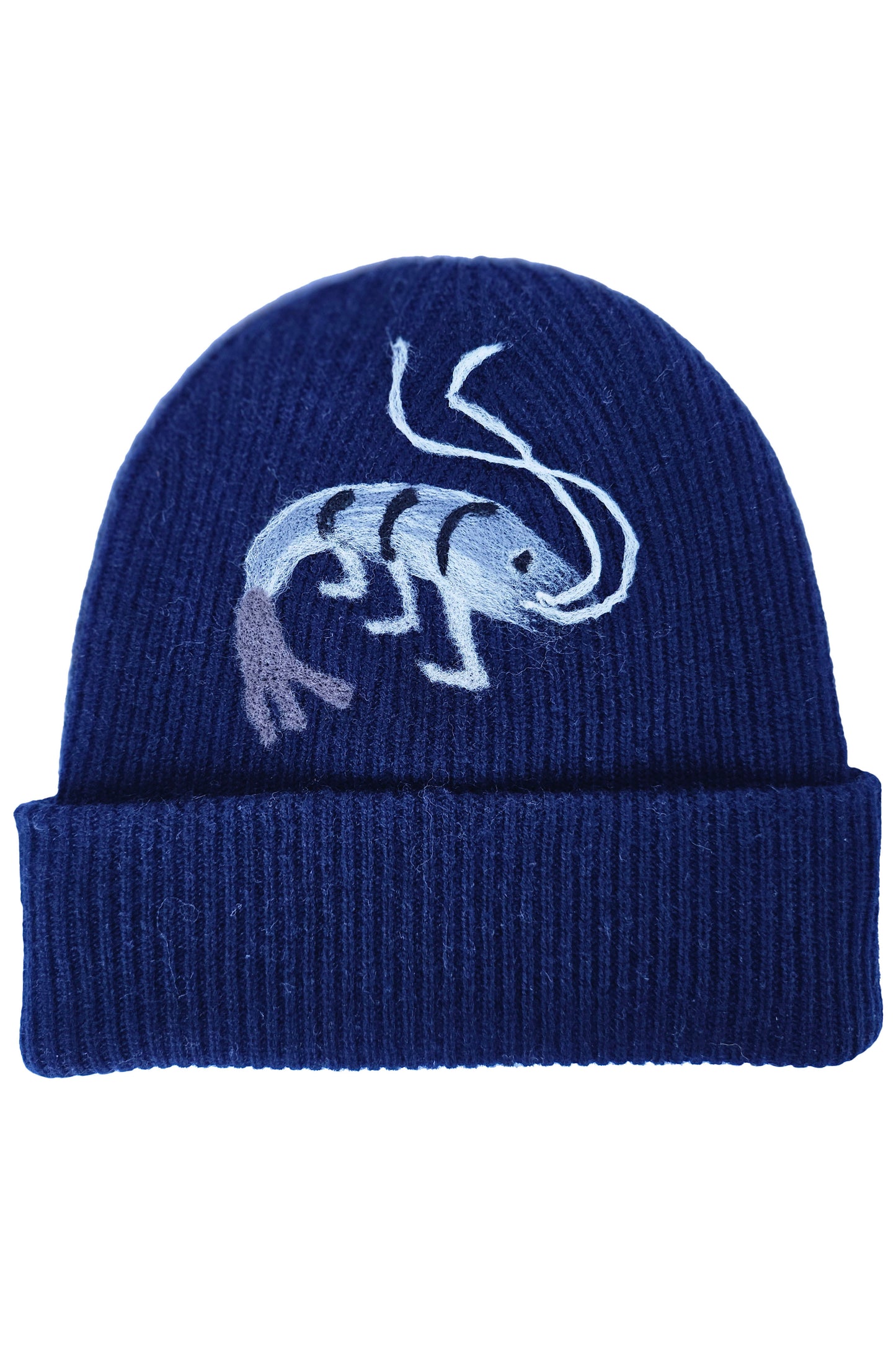 Cashmere Felted Beanie w/ Crawfish - Navy