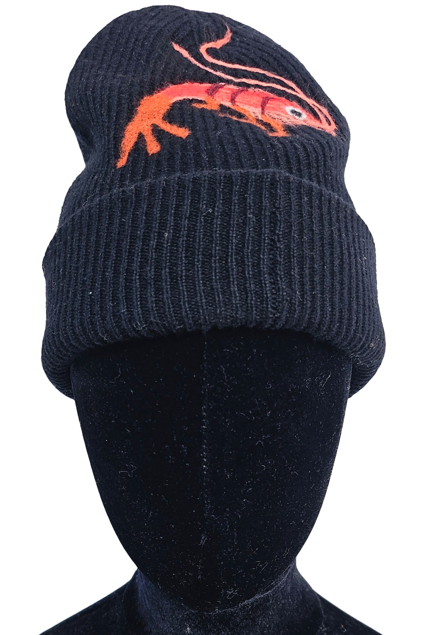 Cashmere Felted Beanie w/ Crawfish - Black