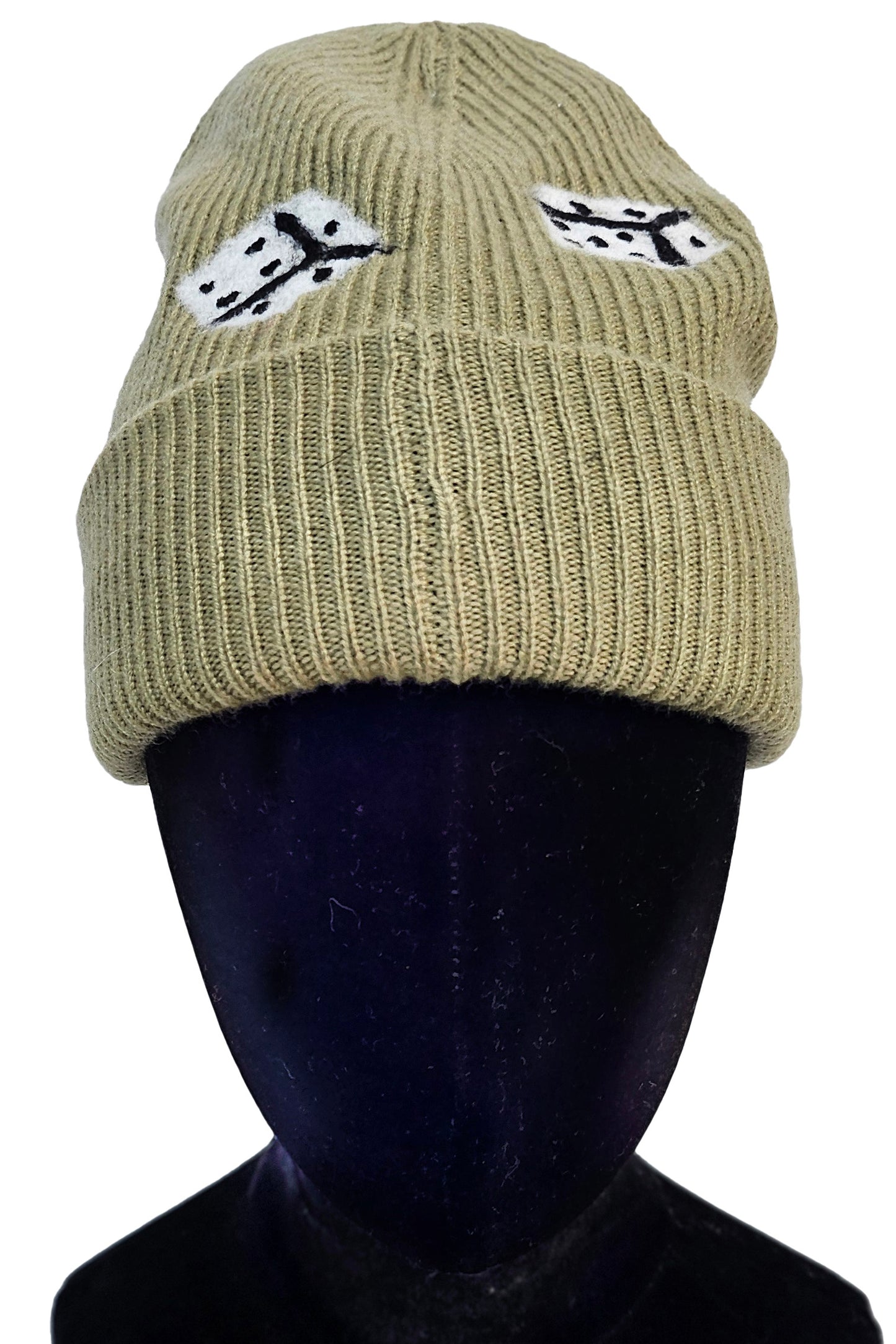 Cashmere Felted Beanie w/ Double Dice - Green