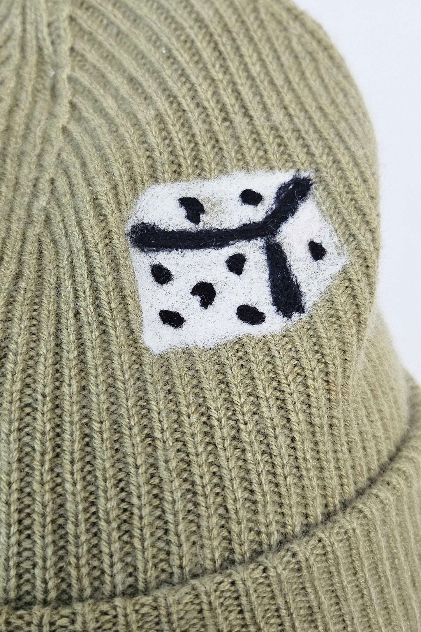 Cashmere Felted Beanie w/ Double Dice - Green