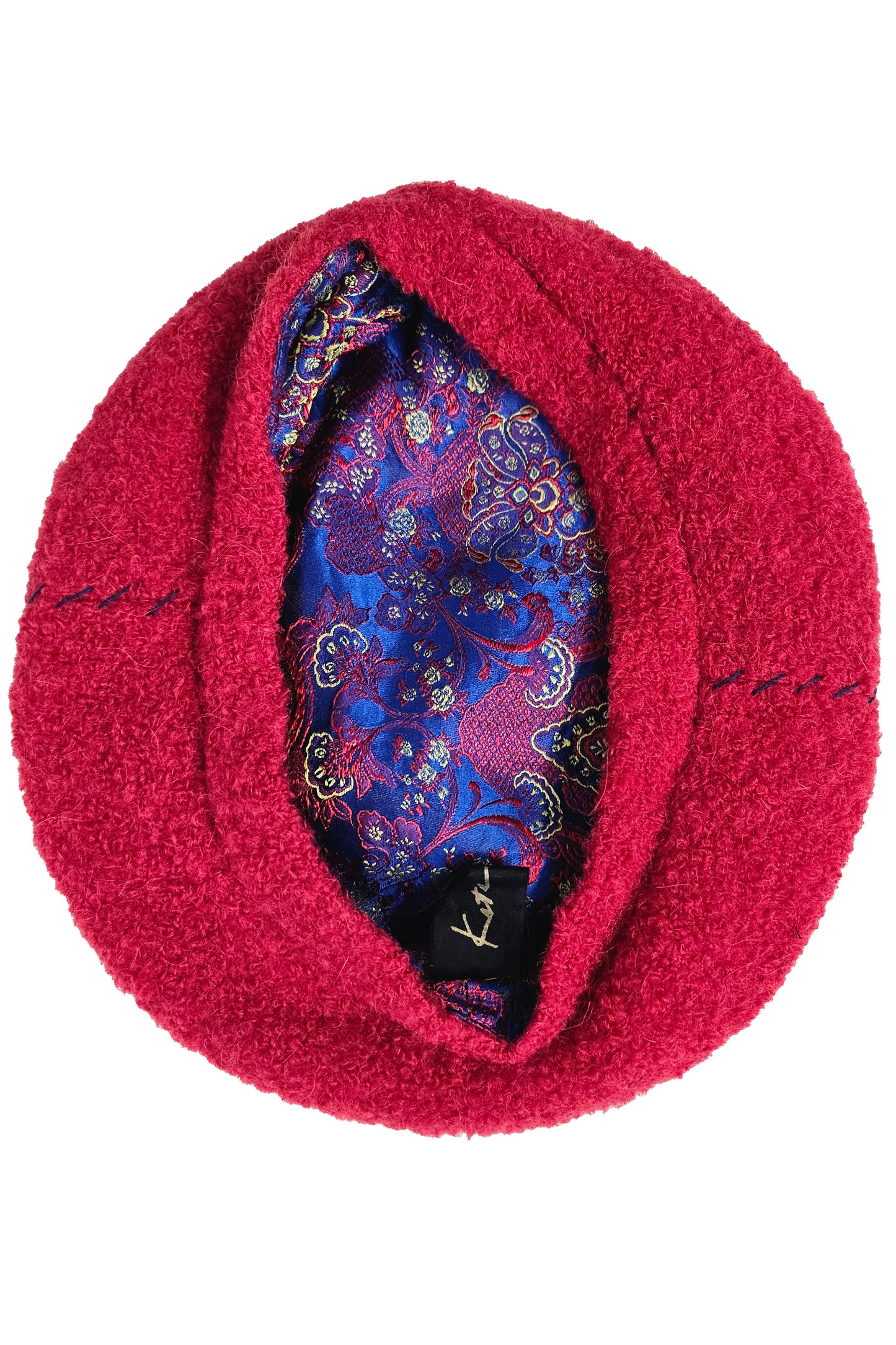 Wool Beret w/ Stitching - Red