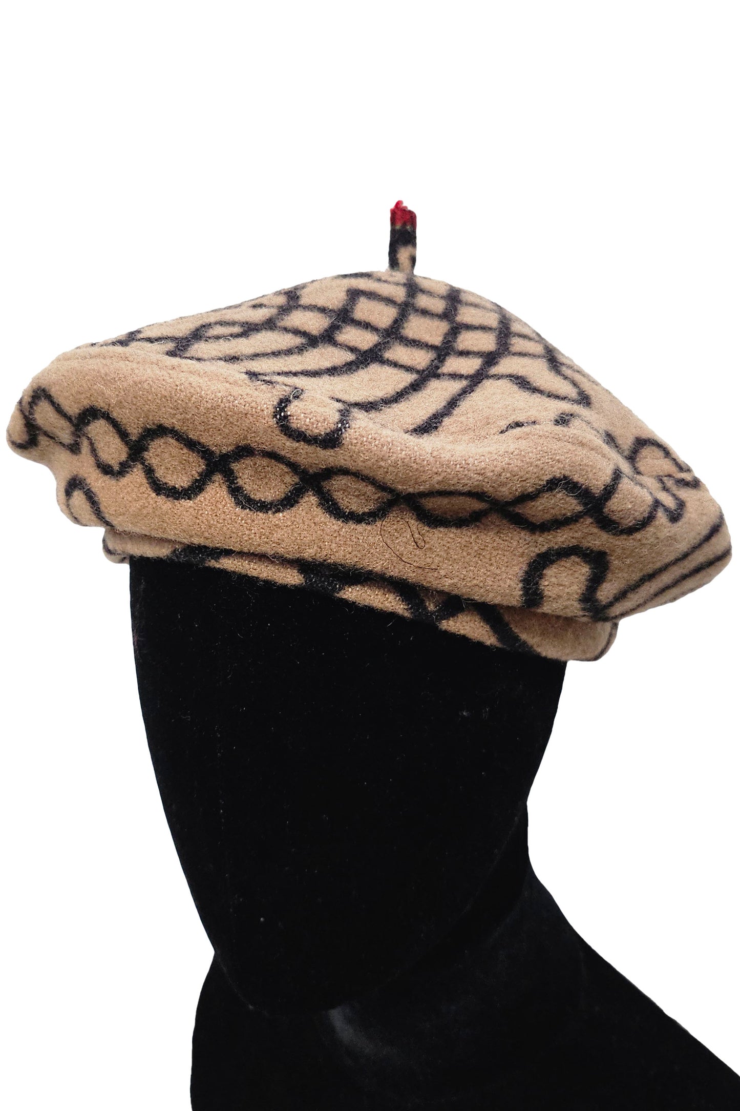 Blanket Wool Beret - Black & Tan