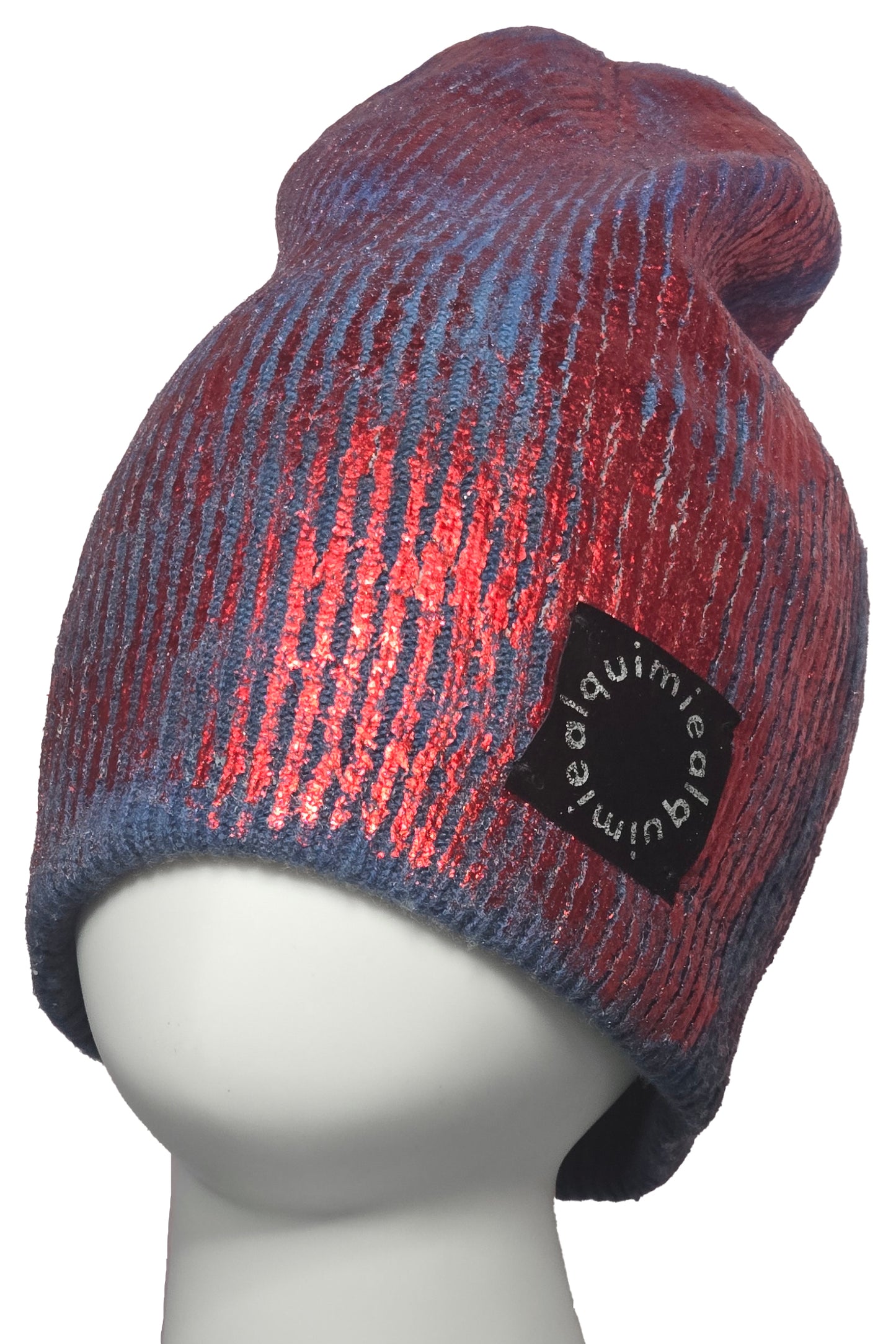 KB x Alquimie Studio Cashmere Beanie w/ Foil Print - Blue & Red