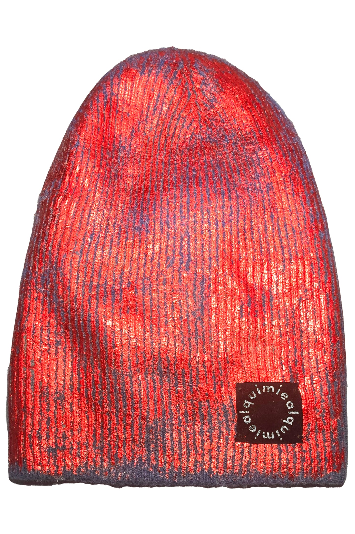 KB x Alquimie Studio Cashmere Beanie w/ Foil Print - Blue & Red