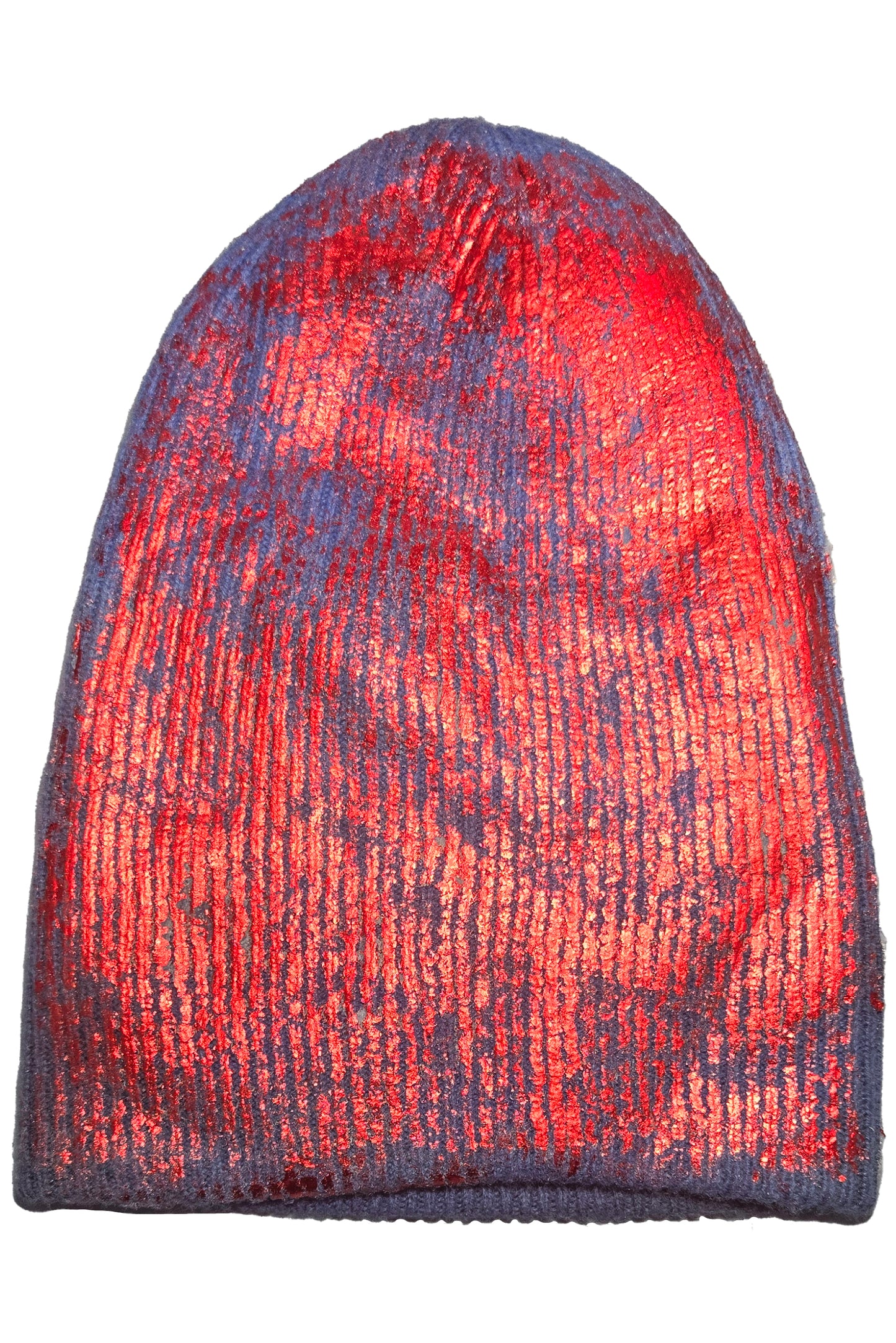 KB x Alquimie Studio Cashmere Beanie w/ Foil Print - Blue & Red