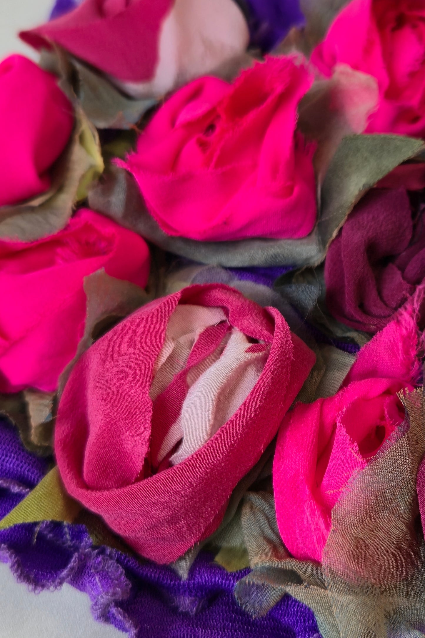 Flower Collar Headband | Reclaimed Silks | Purple, Magenta & Fuchsia