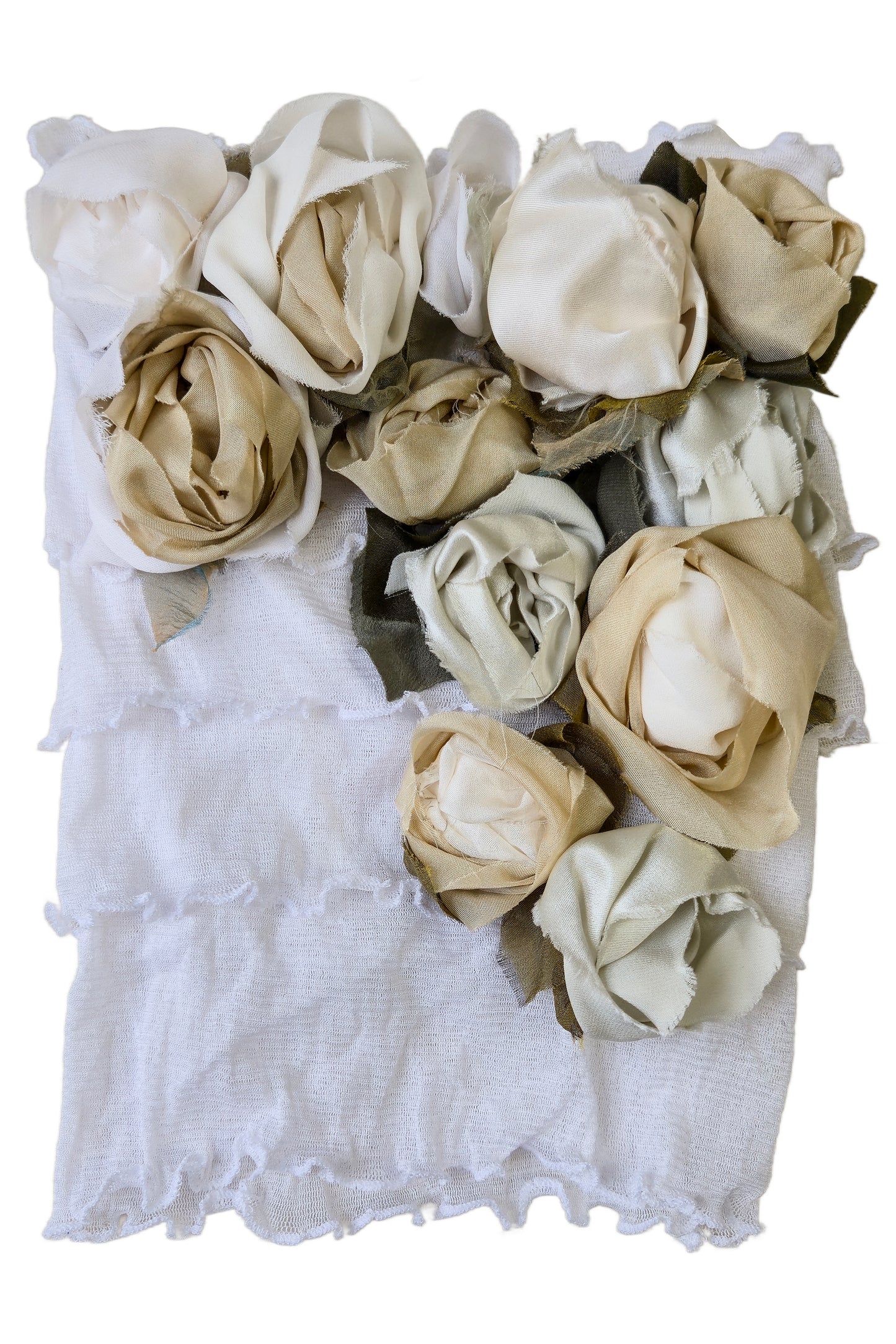 Flower Collar Headband | Reclaimed Silks | White & Beige