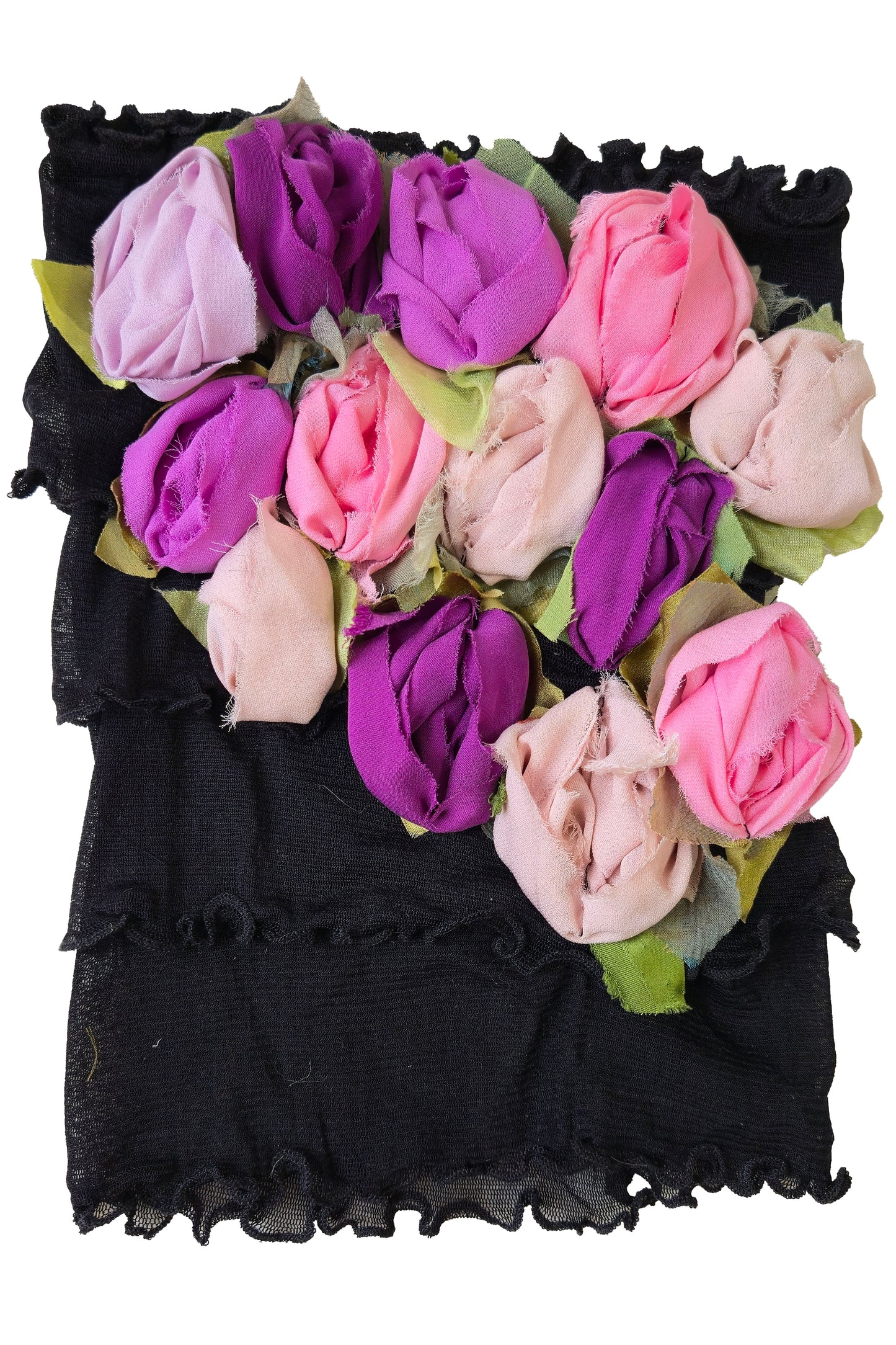 Flower Collar Headband | Reclaimed Silks | Black, Pink & Purple