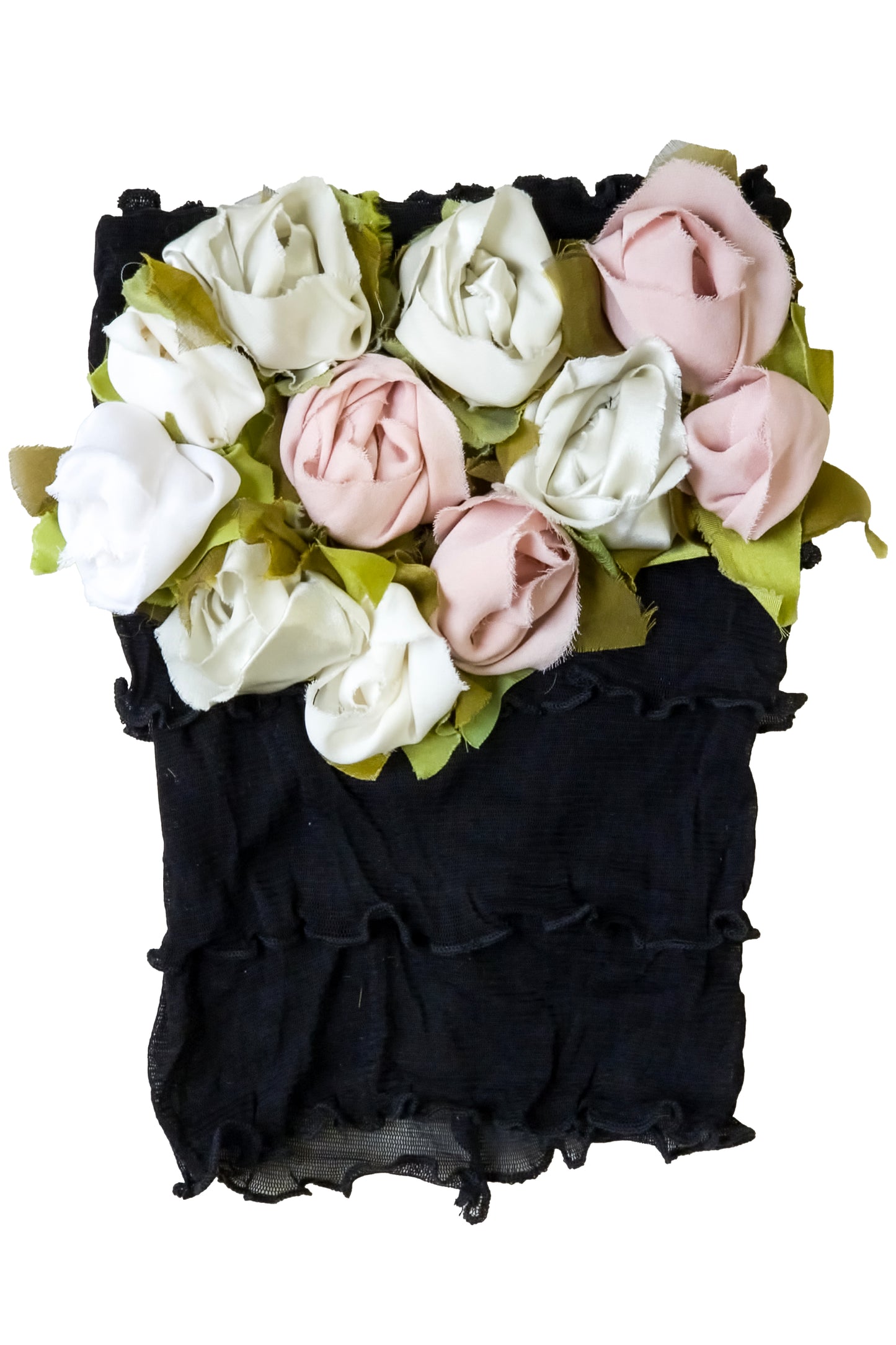 Flower Collar Headband | Reclaimed Silks | Black, Pink & White
