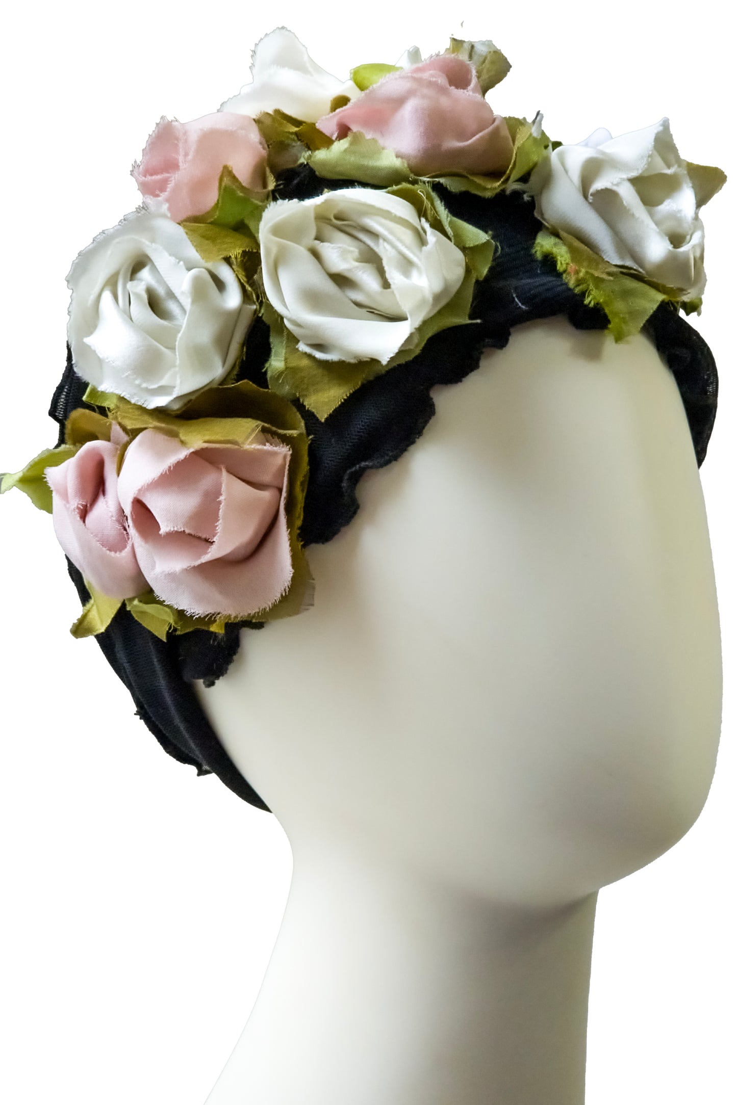 Flower Collar Headband | Reclaimed Silks | Black, Pink & White