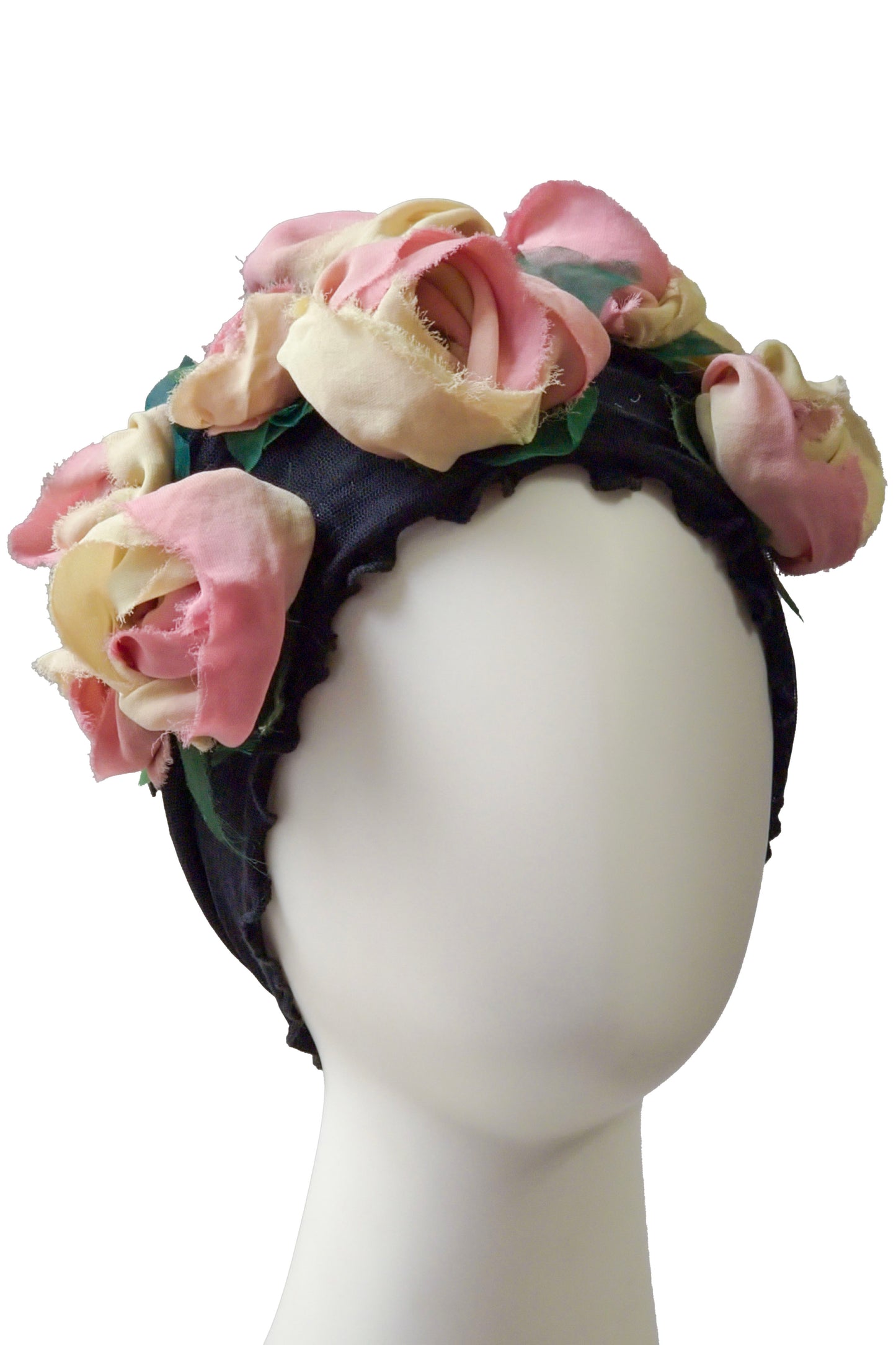 Flower Collar Headband | Reclaimed Silks | Black, Light Yellow & Coral