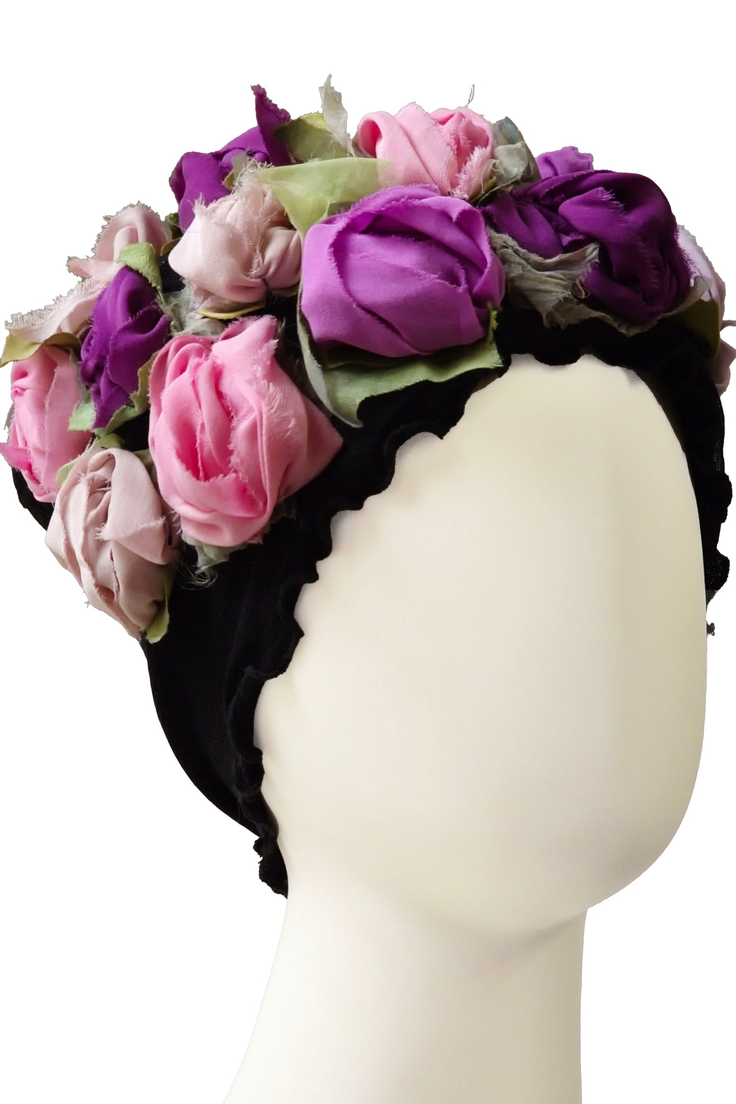 Flower Collar Headband | Reclaimed Silks | Black, Pink & Purple