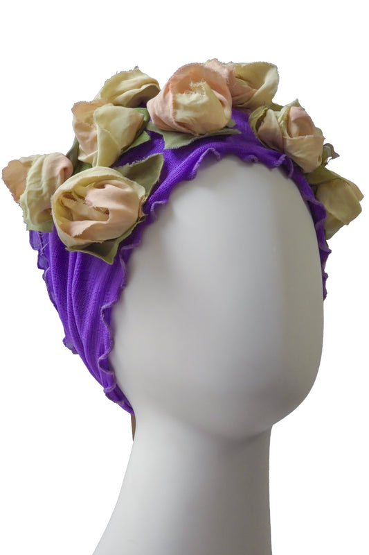 Flower Collar Headband | Reclaimed Silks | Purple, Yellow & Peach