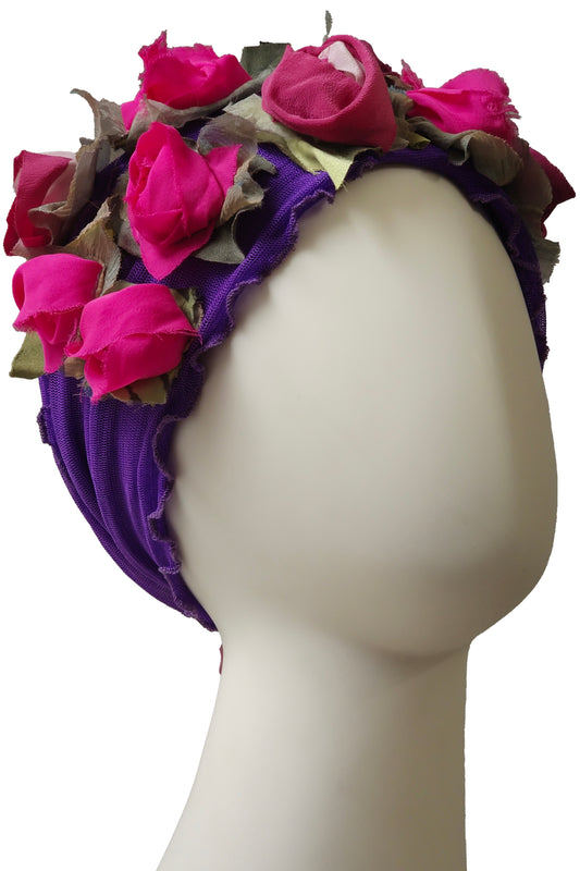 Flower Collar Headband | Reclaimed Silks | Purple, Magenta & Fuchsia