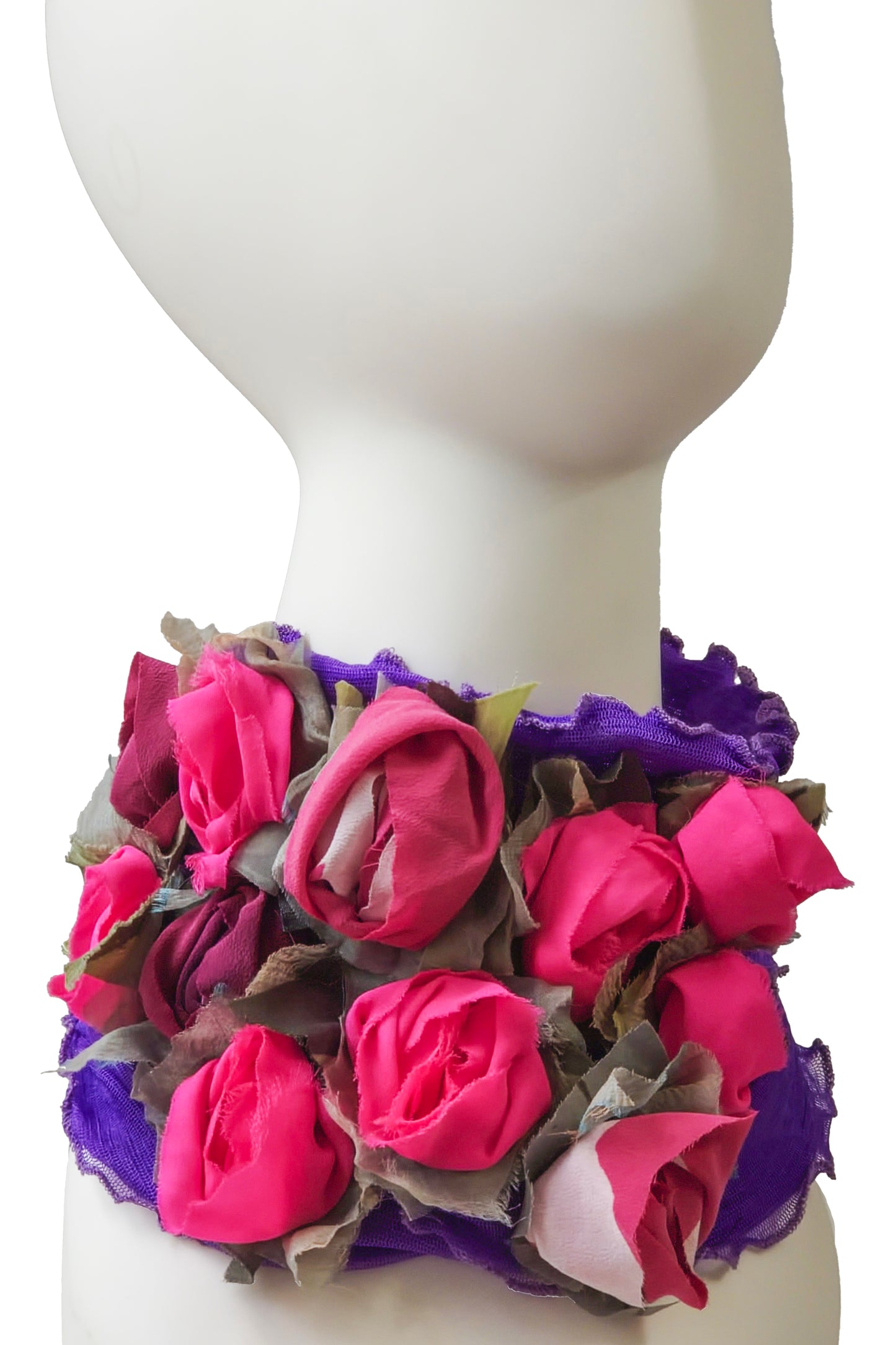 Flower Collar Headband | Reclaimed Silks | Purple, Magenta & Fuchsia