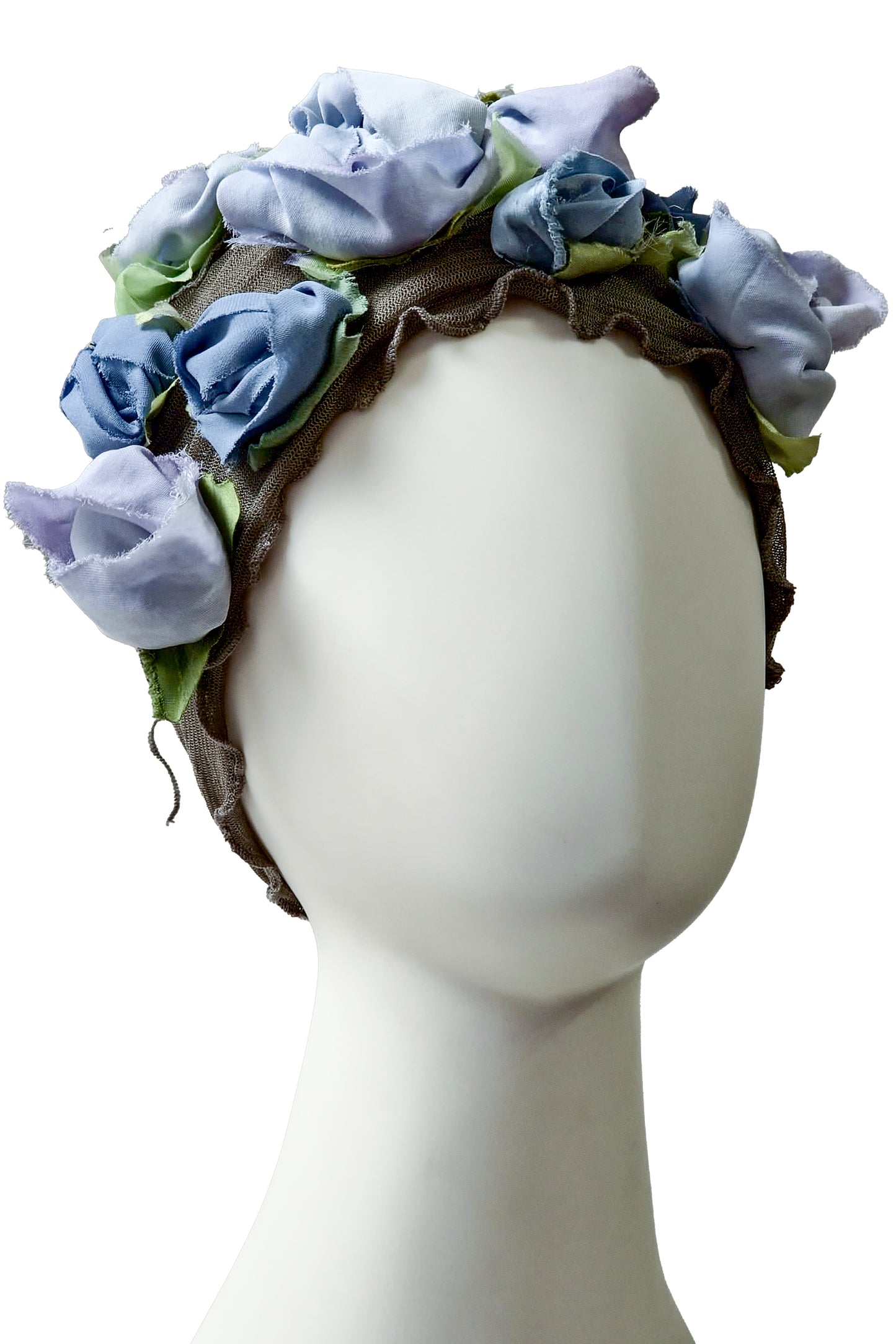 Flower Collar Headband | Reclaimed Silks | Olive & Light Blue