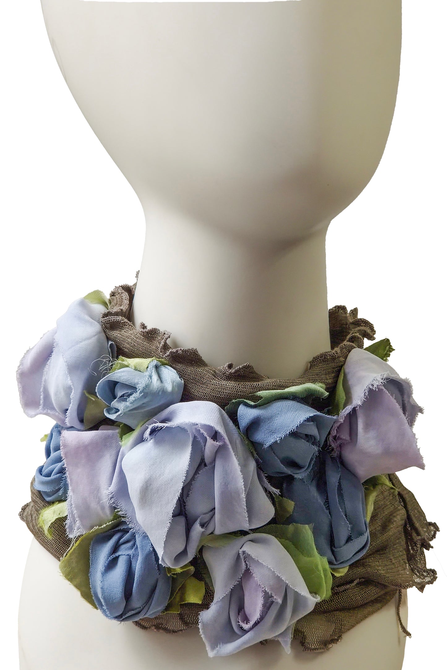 Flower Collar Headband | Reclaimed Silks | Olive & Light Blue