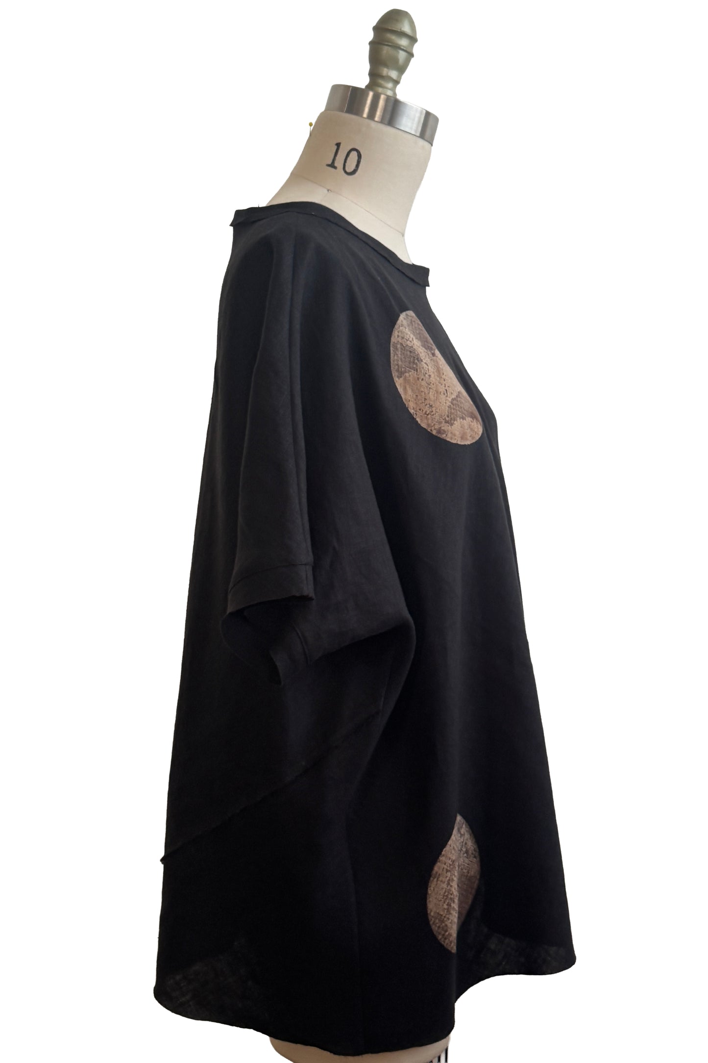 Deb Top | Linen | Moon Dot Print | Black & Natural | One Size