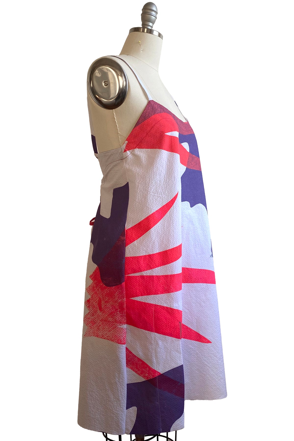 Pigalle Dress Mini | Seersucker Cotton | Flora Paper Cut Print | White, Coral & Purple | Select Size