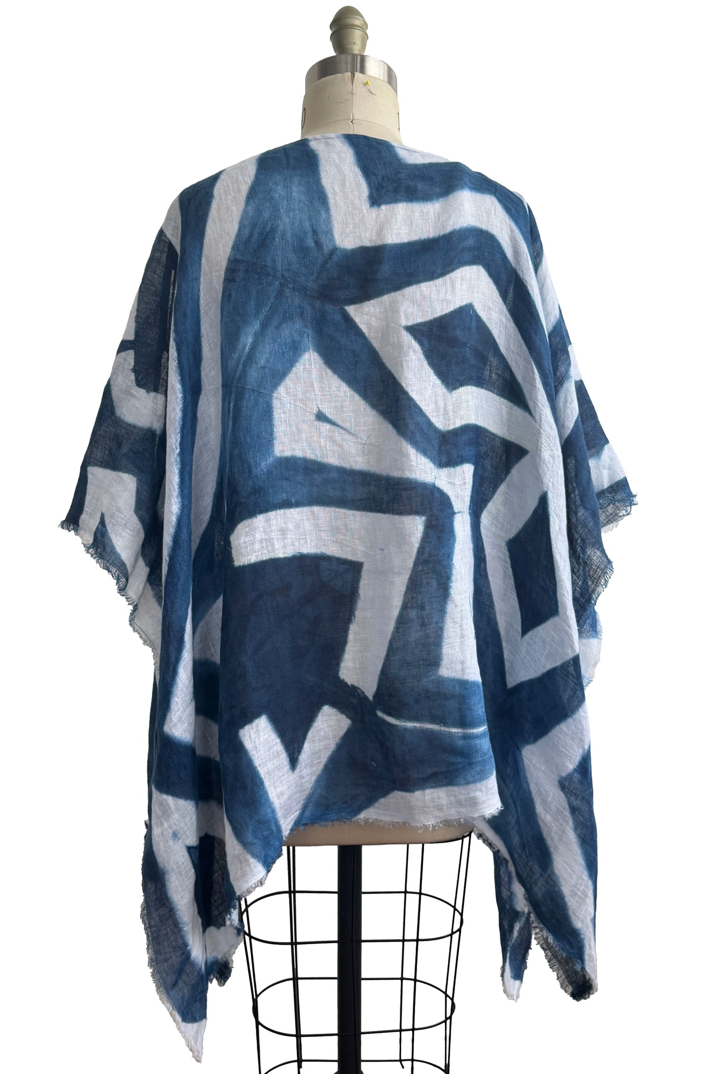 Button Drape | Linen | Itajime Dyed | Indigo & White