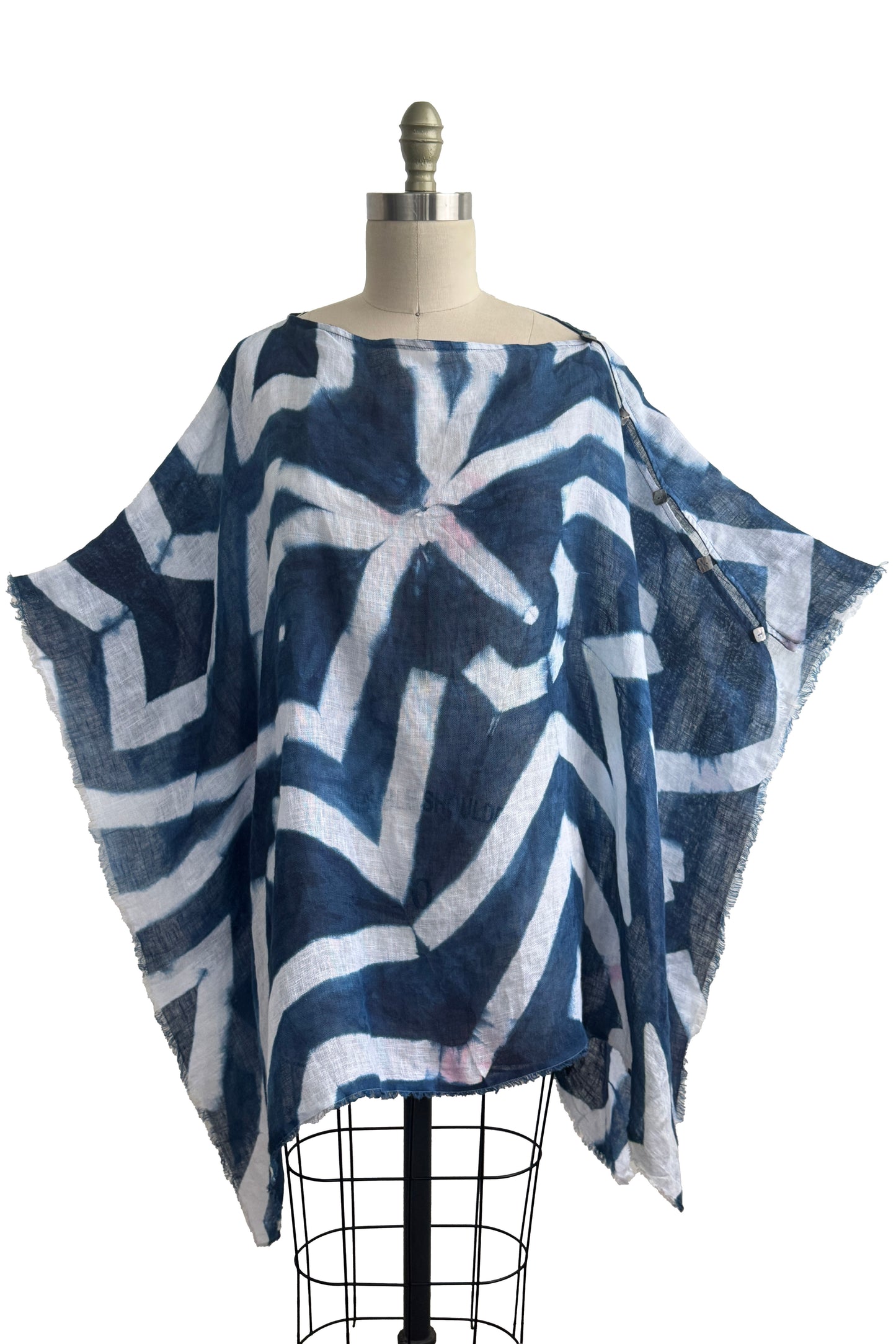 Button Drape | Linen | Itajime Dyed | Indigo & White