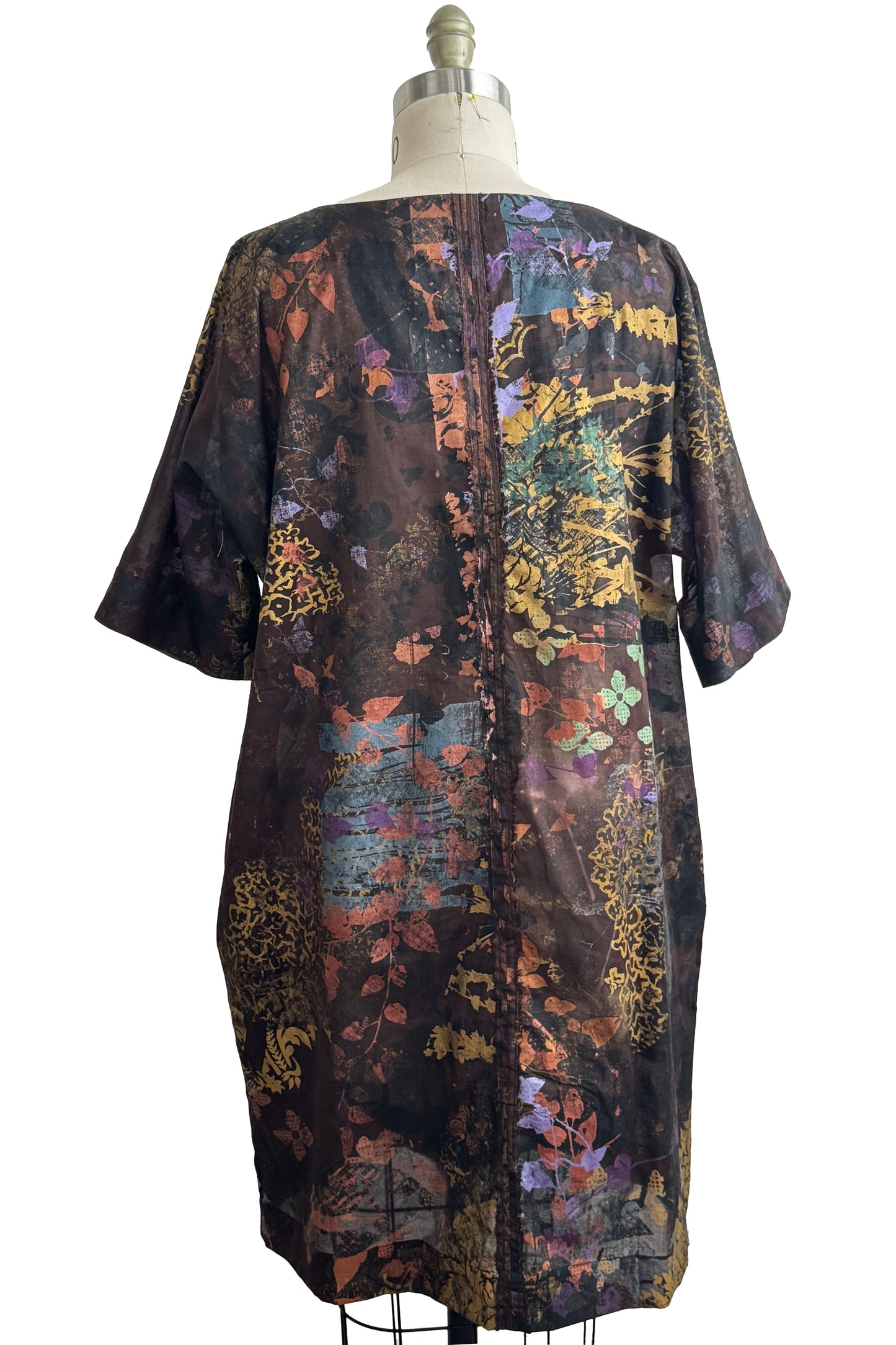 Greg's Dress | Cotton | Chaos Print | Black, Lavender & Gold | One Size \ Medium