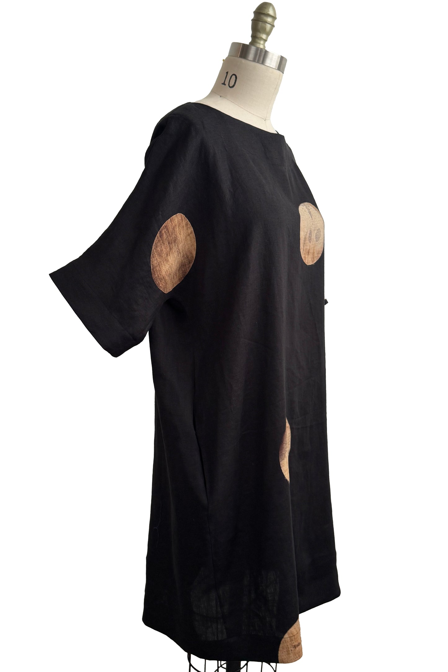 Greg's Dress | Linen | Moon Dot Print | Black & Natural | One Size / Medium
