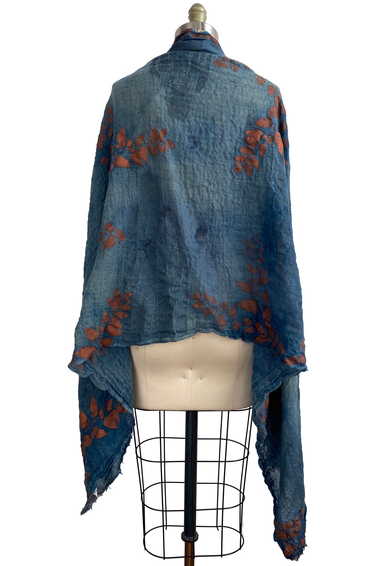 Shawl | Cashmere Blend | Vines & Madonna Print | Indigo & Copper