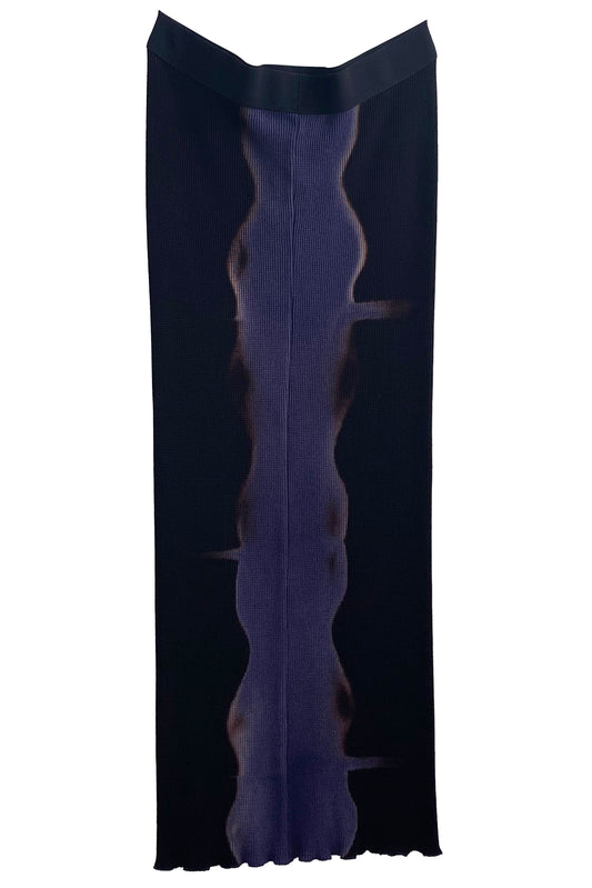 Waffle Stretch Tube Skirt w/ Itajime  Dye - Purple & Black - Small