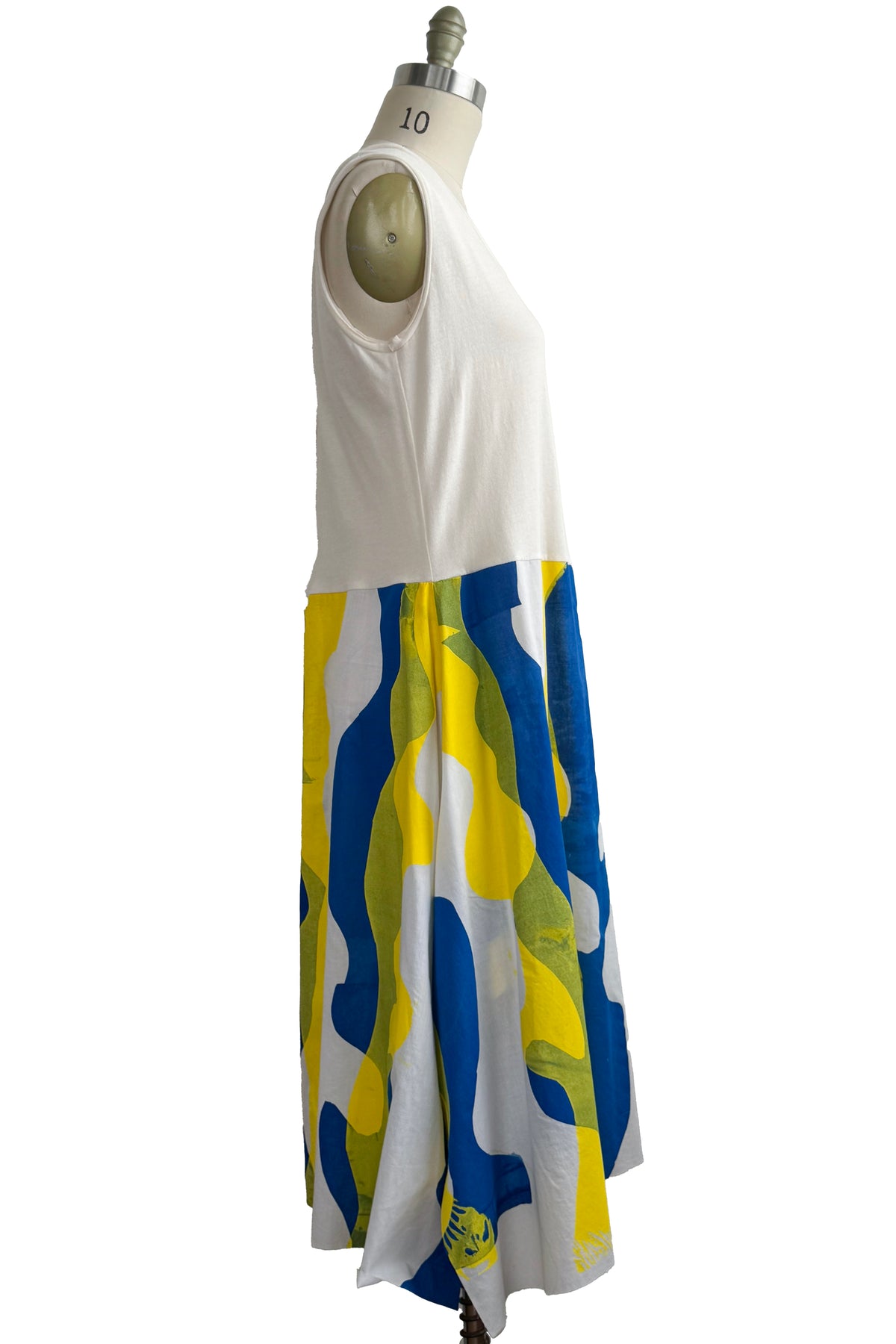Montmartre Dress | Cotton & Organic Cotton Jersey | Papercut Print | White, Yellow & Blue | Medium