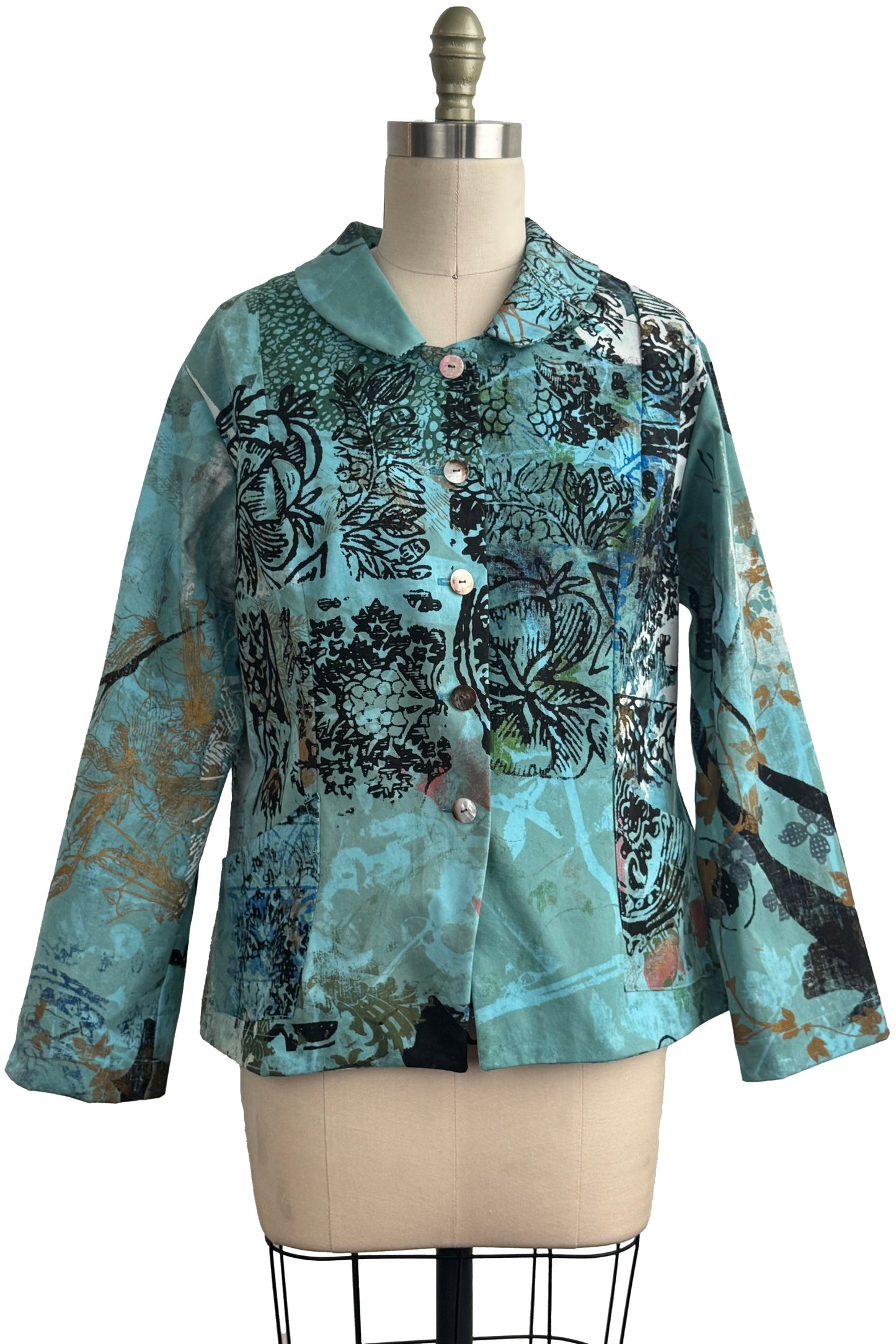 Riding Jacket | Aqua Chaos Tabletop Print | Medium