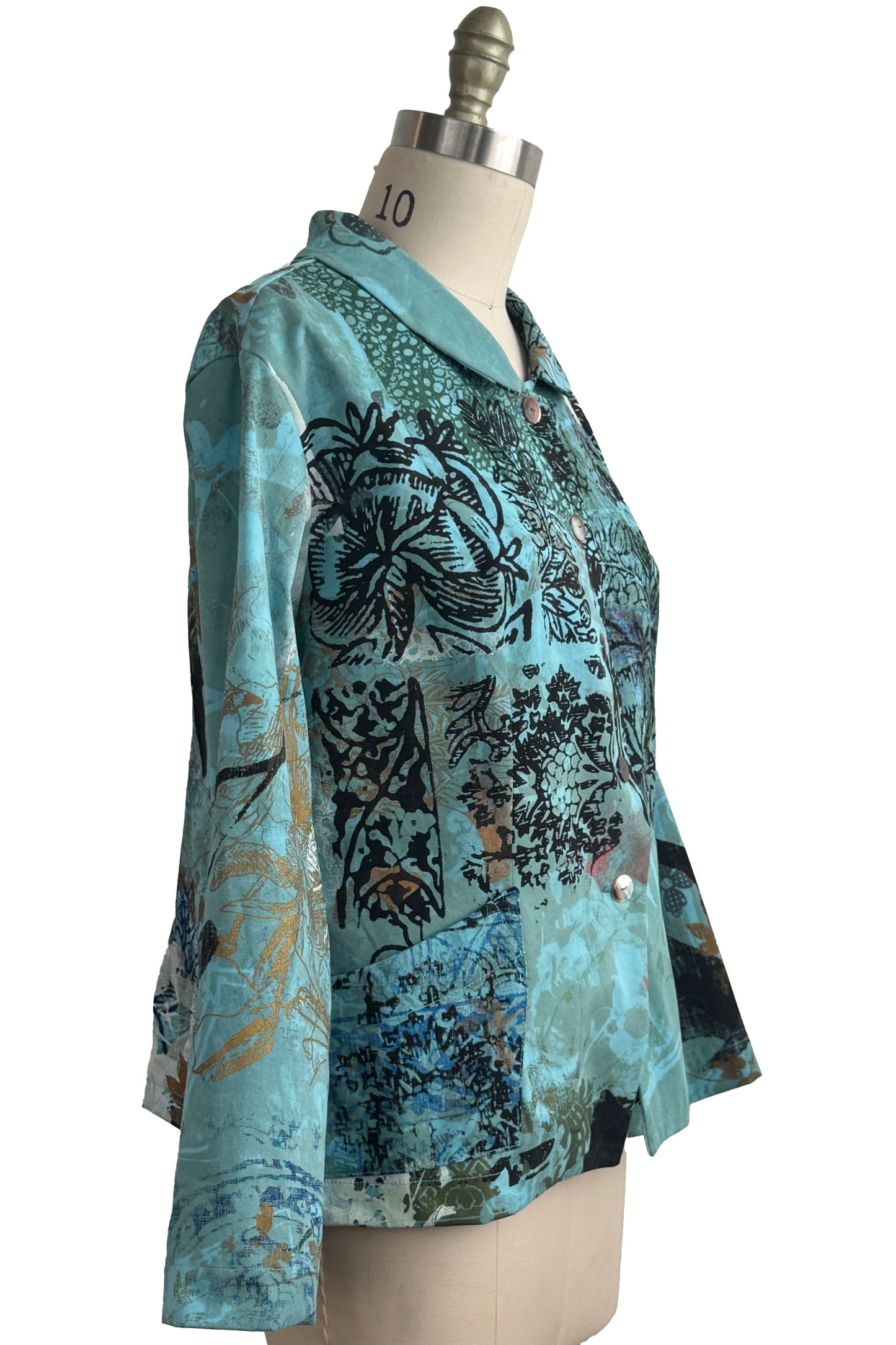 Riding Jacket | Aqua Chaos Tabletop Print | Medium