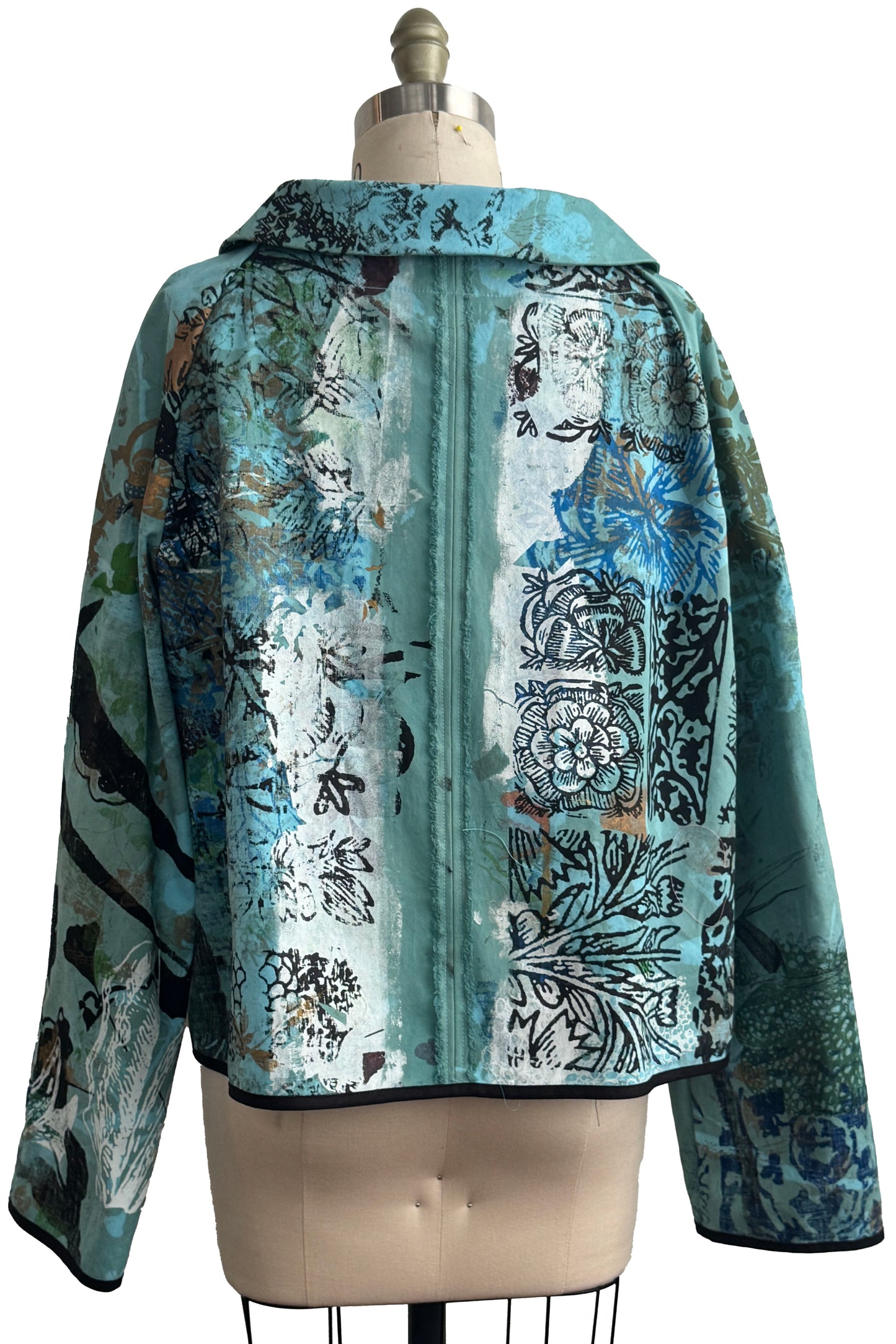 O Jacket | Chaos Tabletop Print | Aqua Blue | Medium