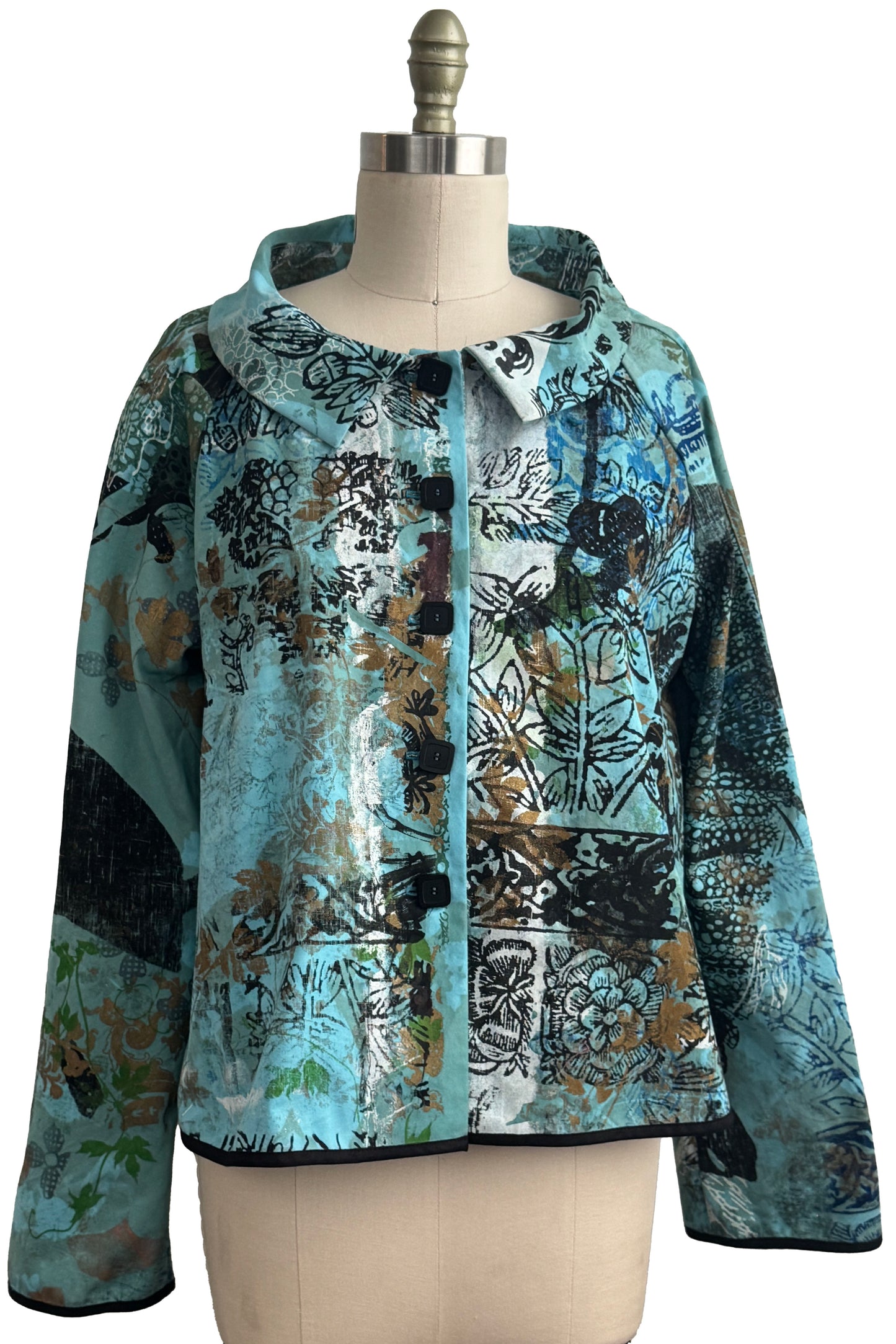 O Jacket | Chaos Tabletop Print | Aqua Blue | Medium