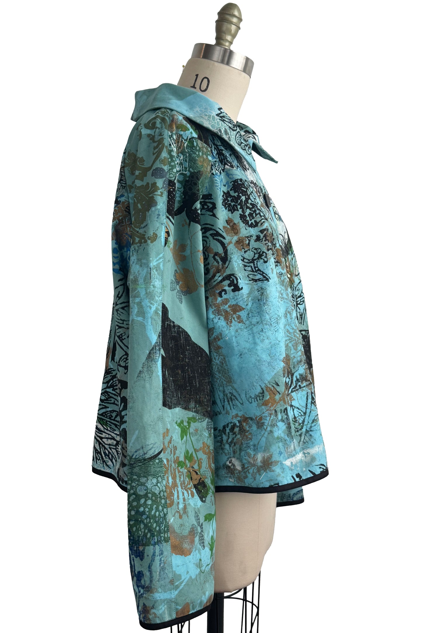 O Jacket | Chaos Tabletop Print | Aqua Blue | Medium