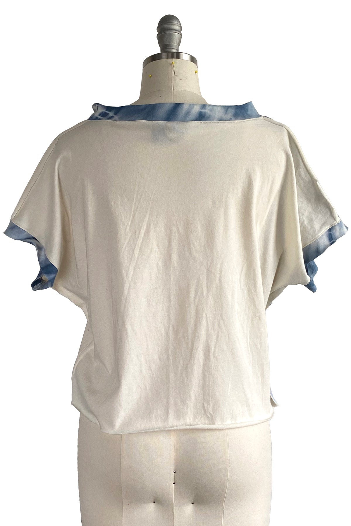 Jen Top | Organic Cotton Jersey | Needle Felted Wave | White & Blue | Medium