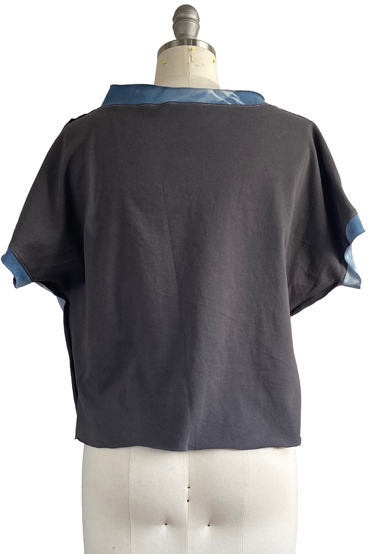 Jen Top | Organic Cotton Jersey | Needle Felted Crawfish | White, Orange & Blue | Medium