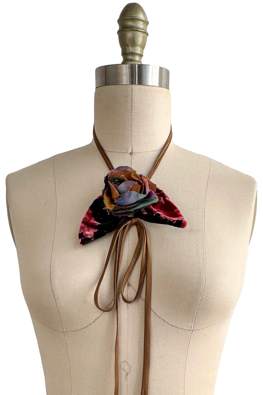 Adriana Bolo Lariat | Bow | Velvet | Maroon & Cognac