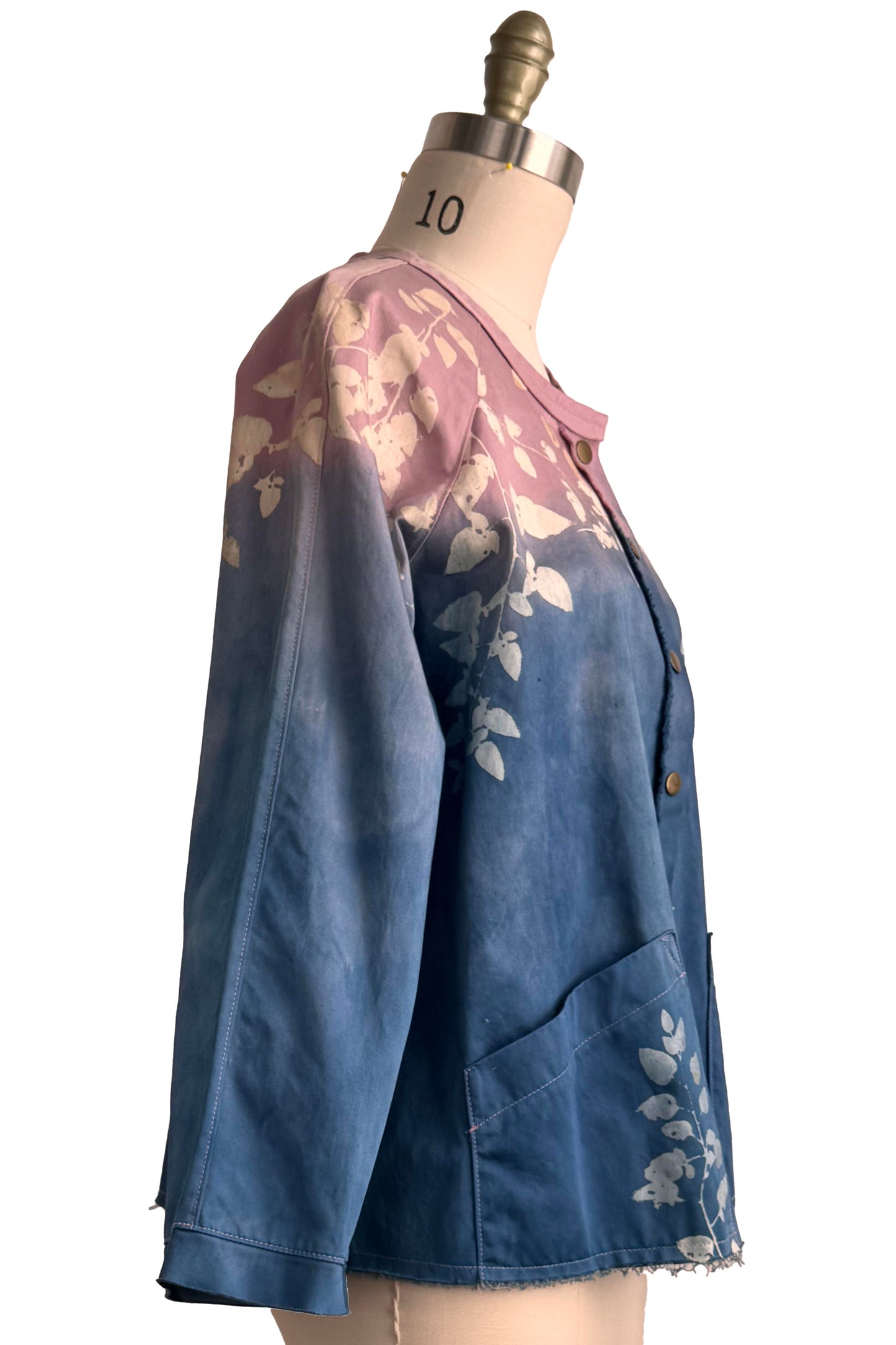 Ariel Jacket | Cotton | Lace Print & Ombre Dye | Blue & Pink | Medium