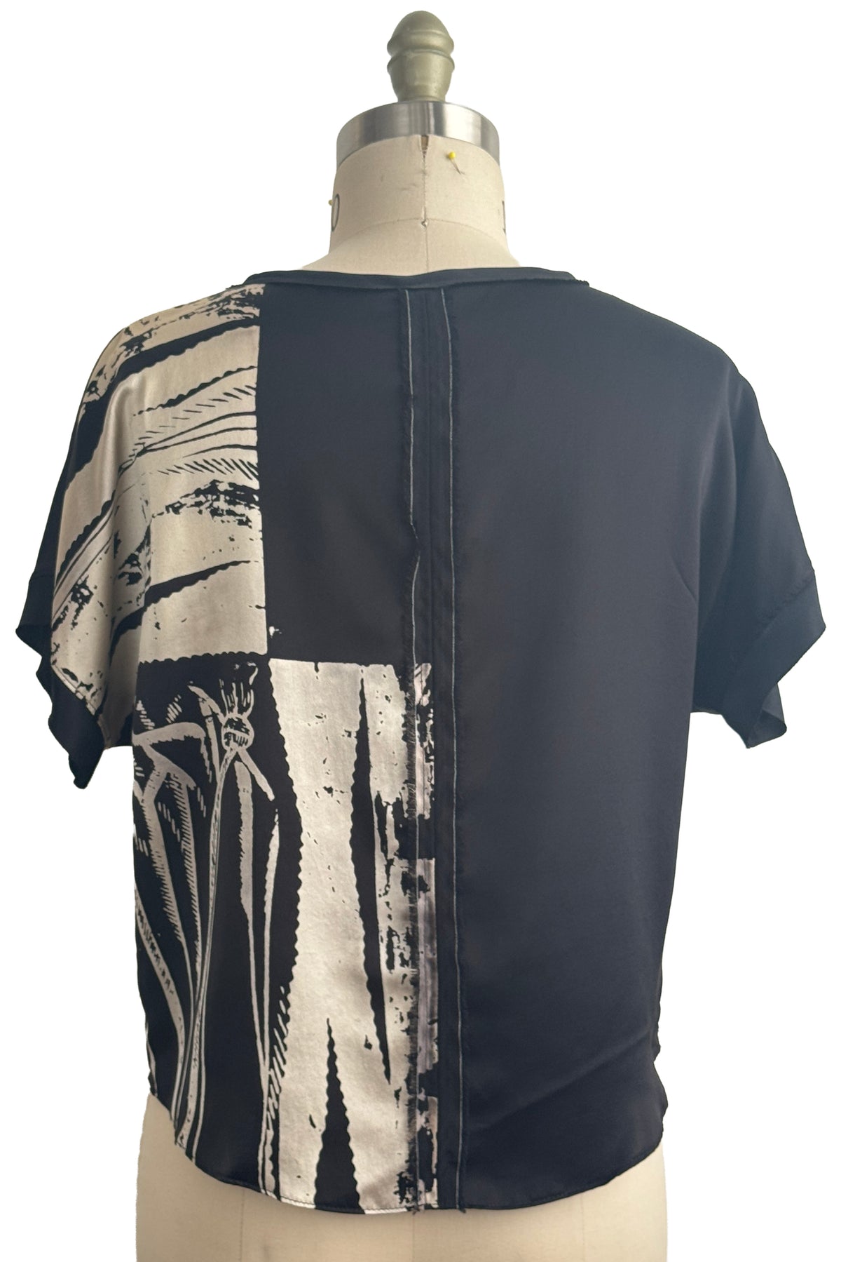 Jen Top | Silk Charmeuse | Brass Print Split | Black & Natural | Small