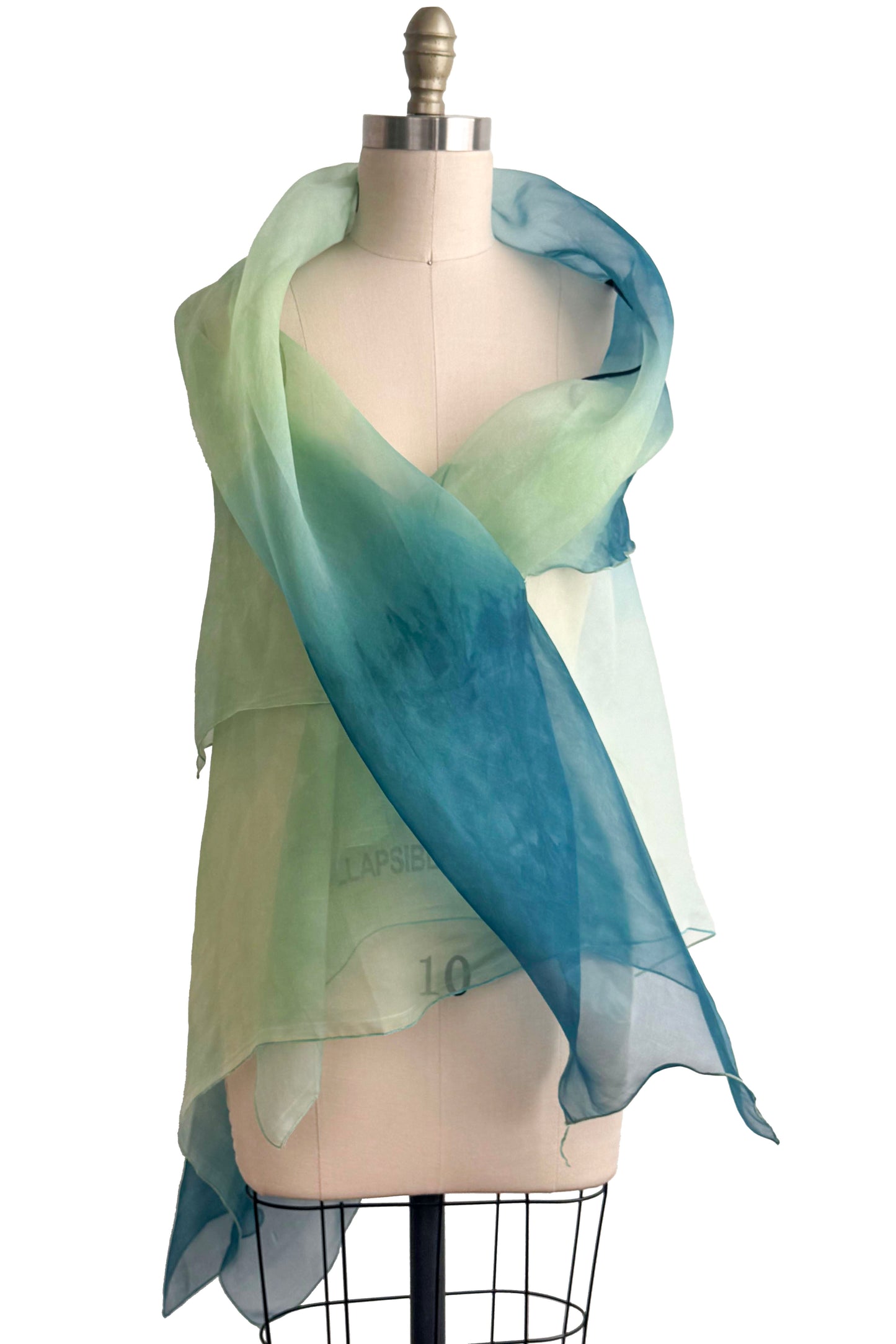 Asymmetrical Wrap Vest | Silk Organza | Ombre Dyed | Chartreuse & Turquoise