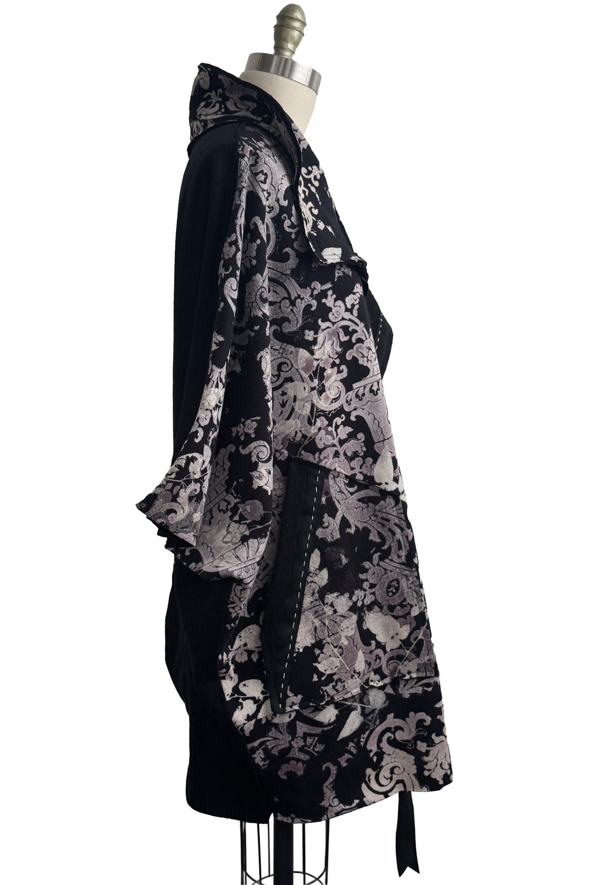 KB x Alquimie Studio Wolf Cape | Organic Cotton French Terry | Wallpaper Vine Left | Black & Natural | Large