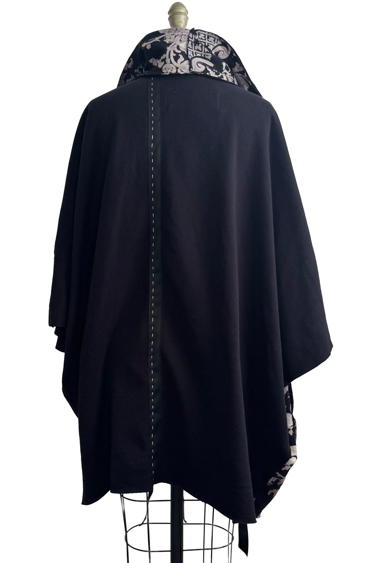 KB x Alquimie Studio Wolf Cape | Organic Cotton French Terry | Wallpaper Vine Left | Black & Natural | Large