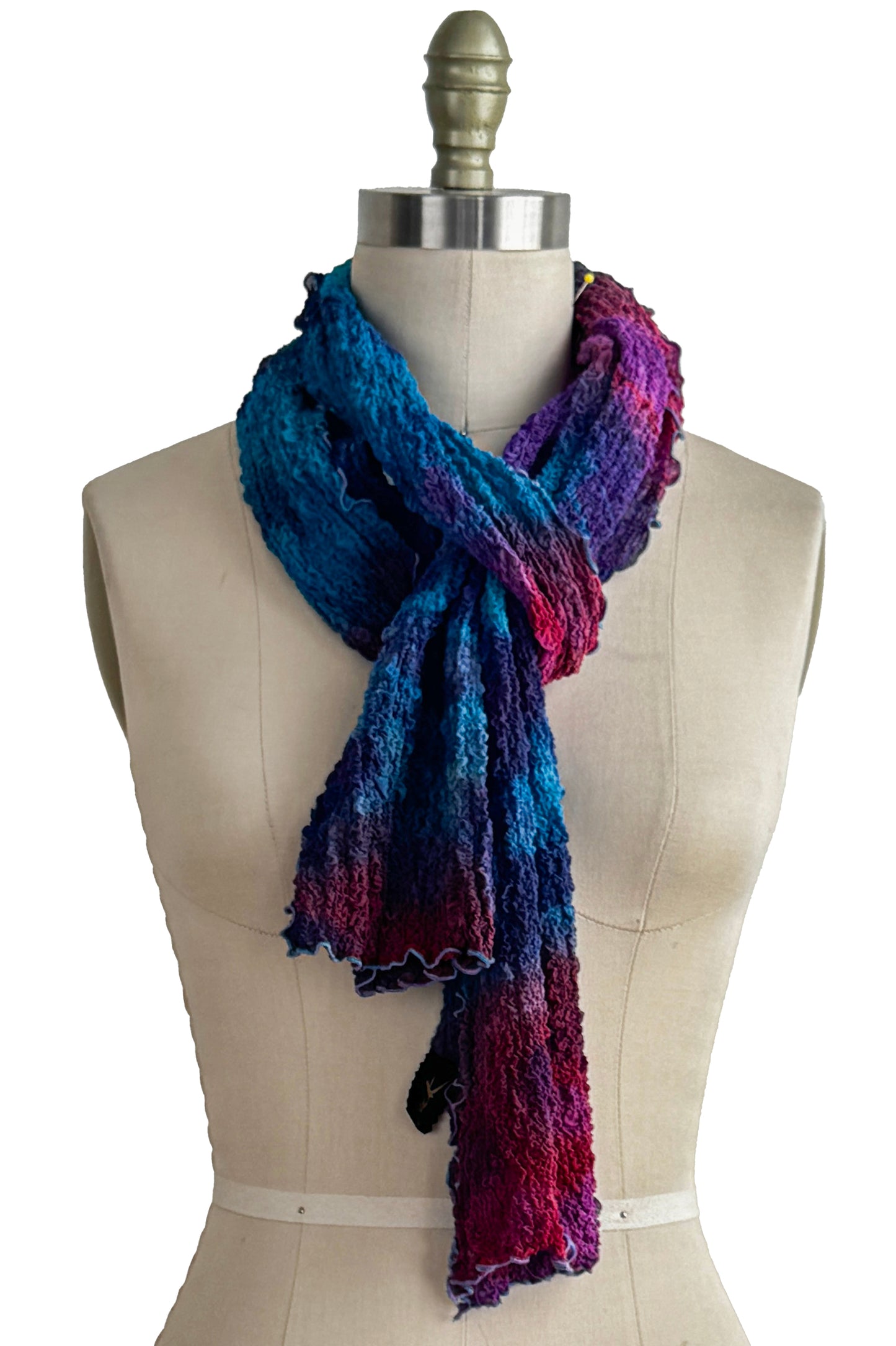 Bubble Scarf | Bubble Textured Silk | Magenta, Turquoise & Purple