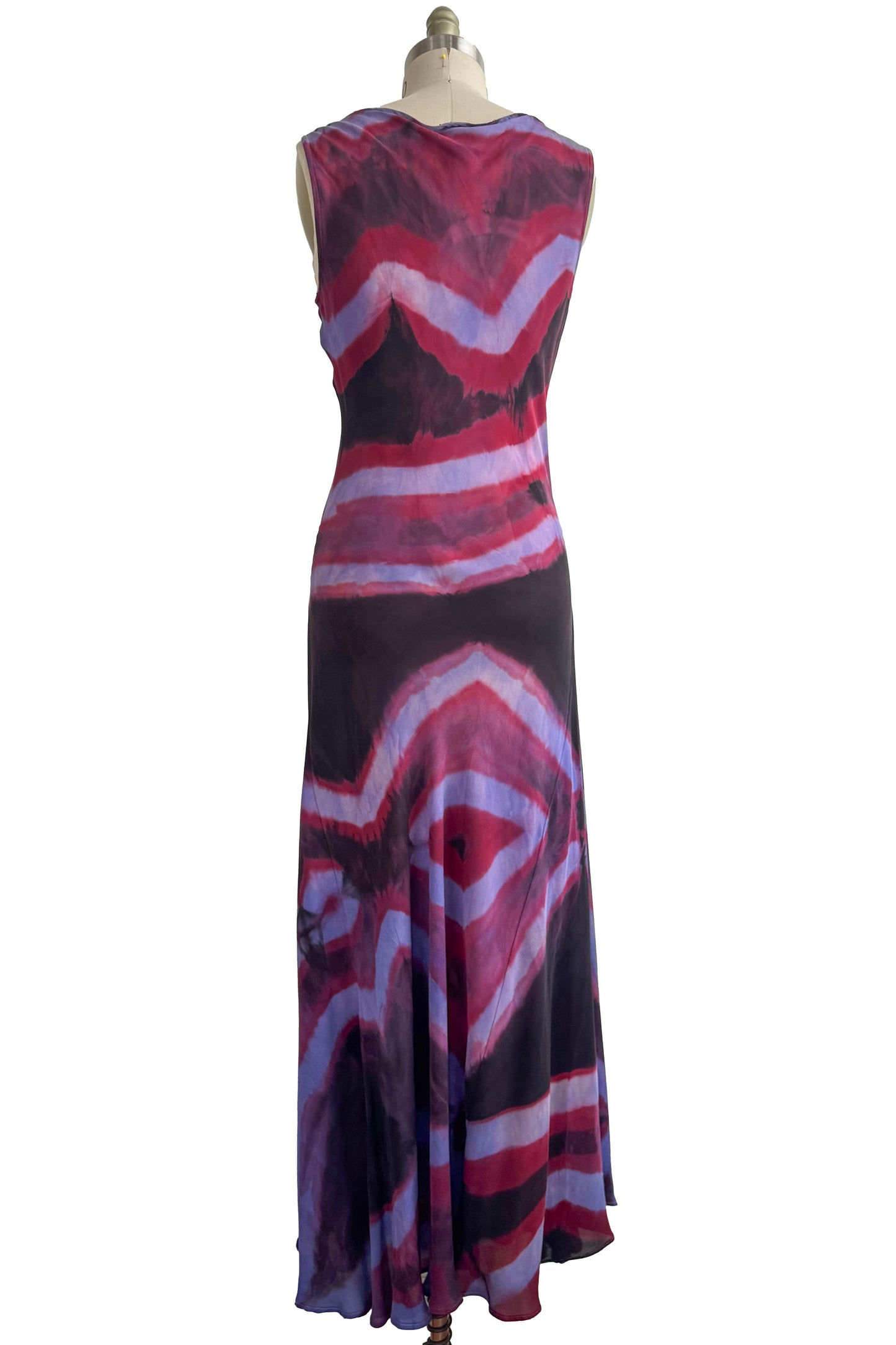 Fan Dress | Silk Georgette | Itajime Dye | Eggplant Purple, Fuchsia & Lavender | Small