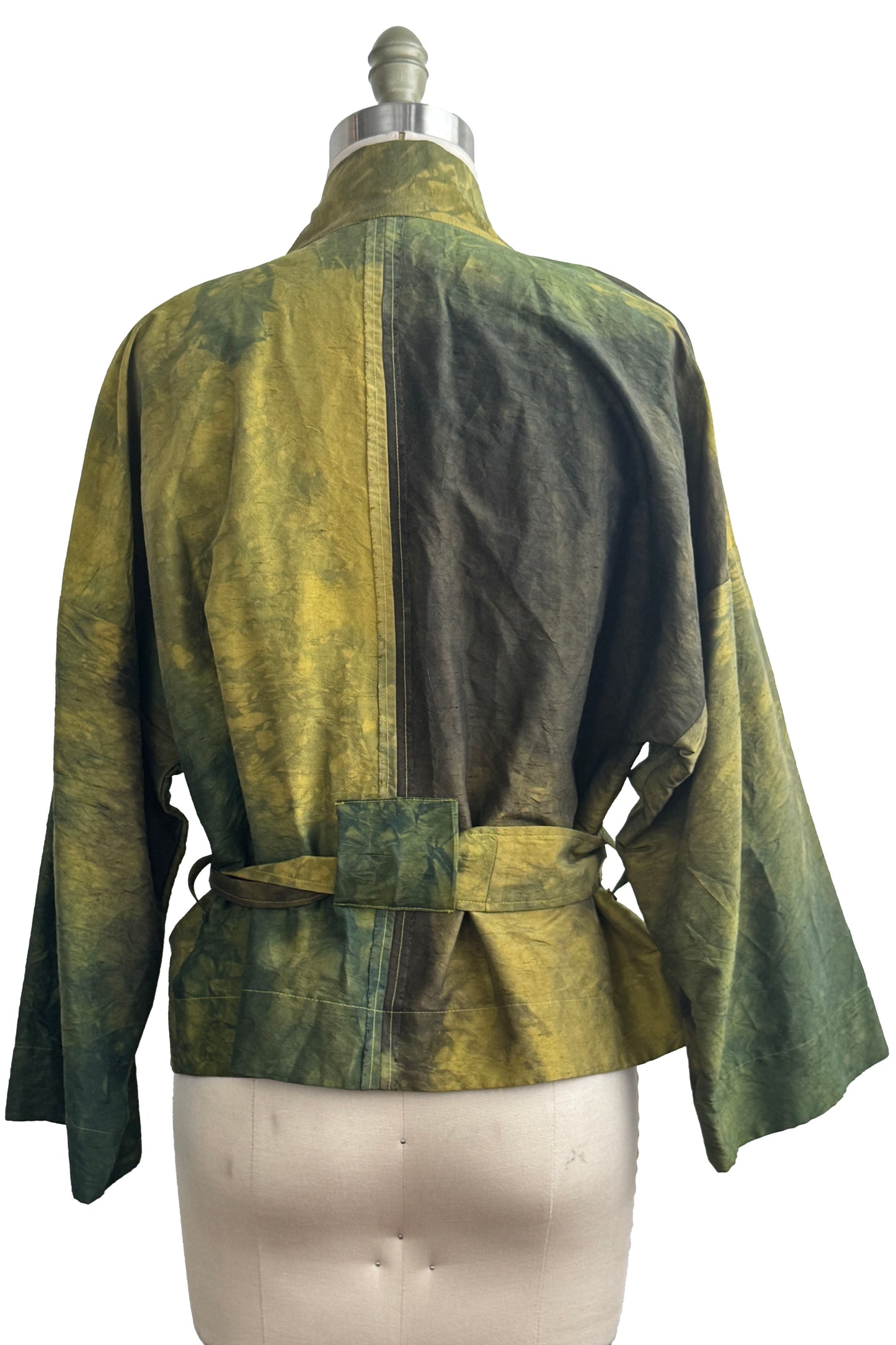 Nantes Kimono Jacket | Dupioni Silk | Moody Dye in Chartreuse | Medium