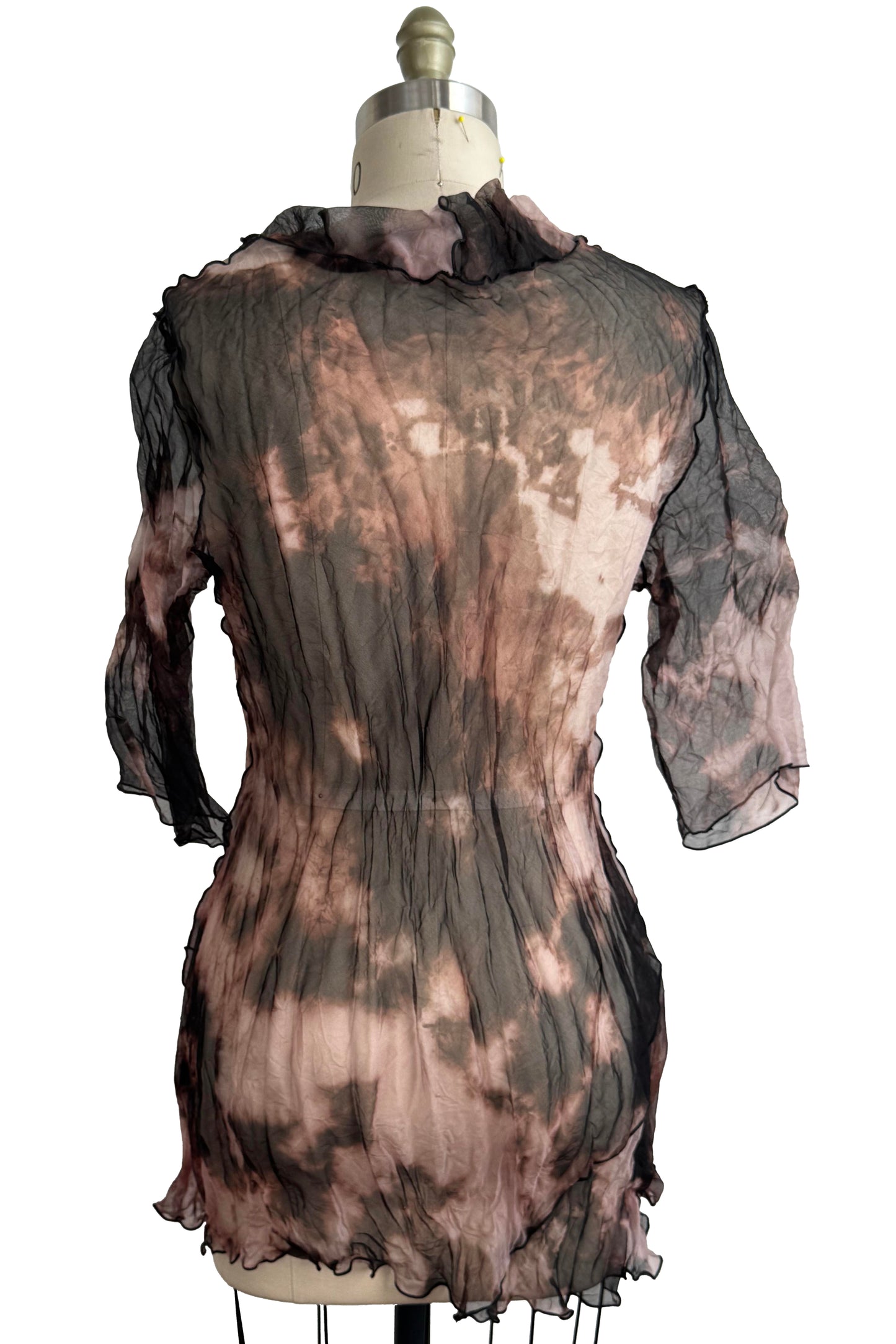 Fiona #5 Bias Tunic | Silk Organza | Black & Natural | Small