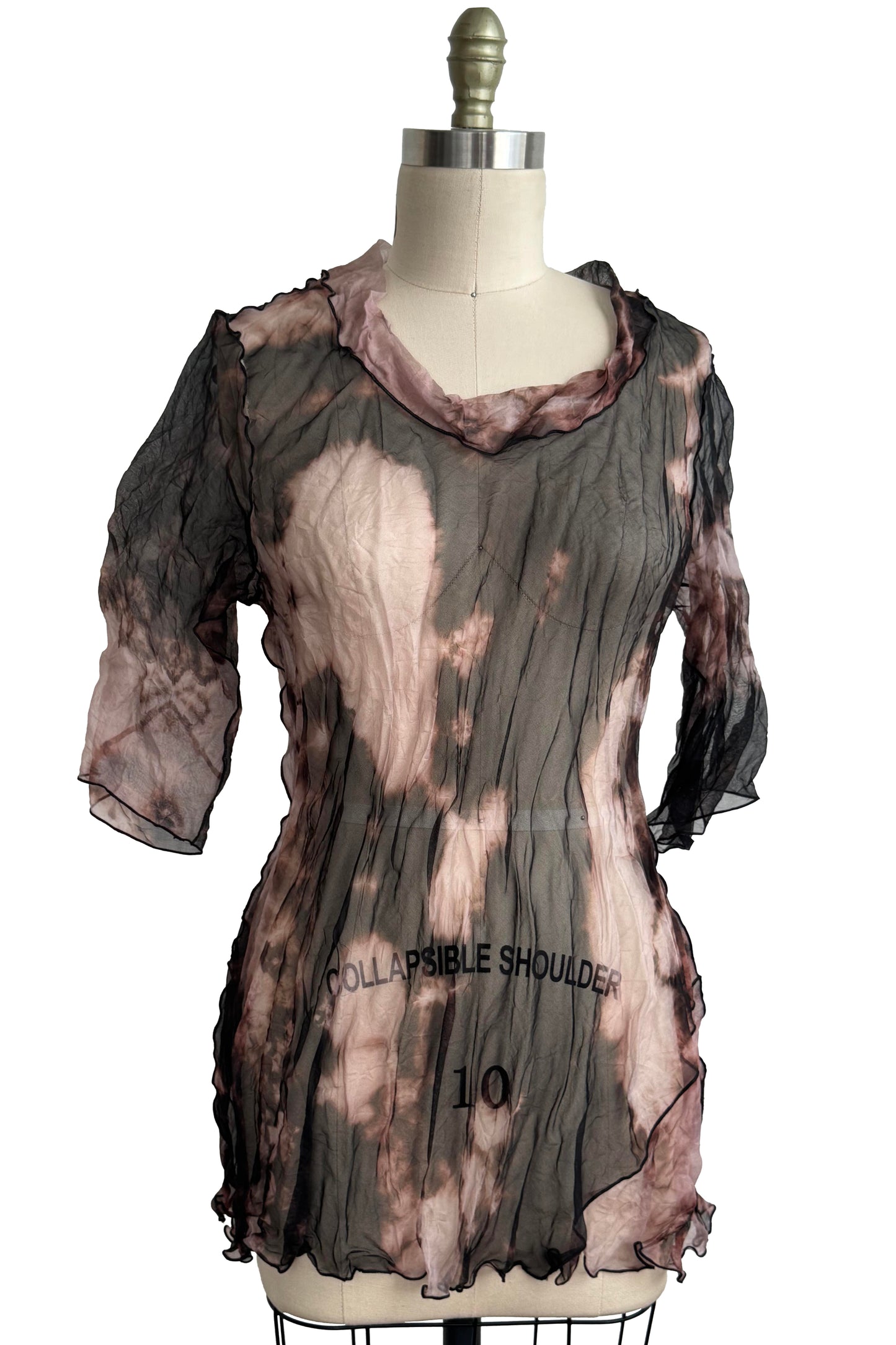 Fiona #5 Bias Tunic | Silk Organza | Black & Natural | Small