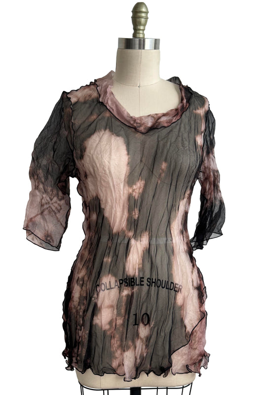 Fiona #5 Bias Tunic | Silk Organza | Black & Natural | Small