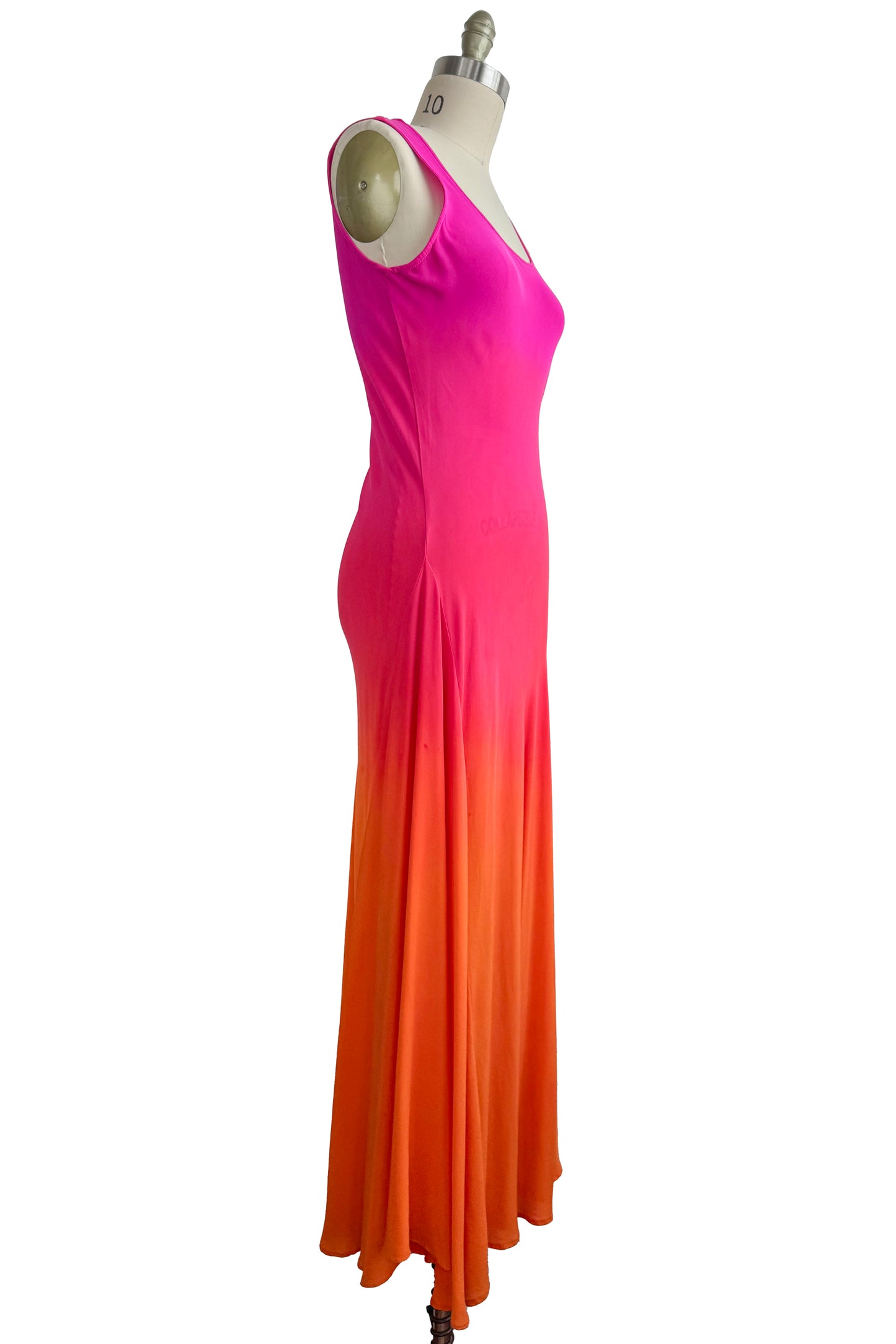 Fan Dress | Silk Georgette | Ombre Dye | Hot Pink & Orange | Small